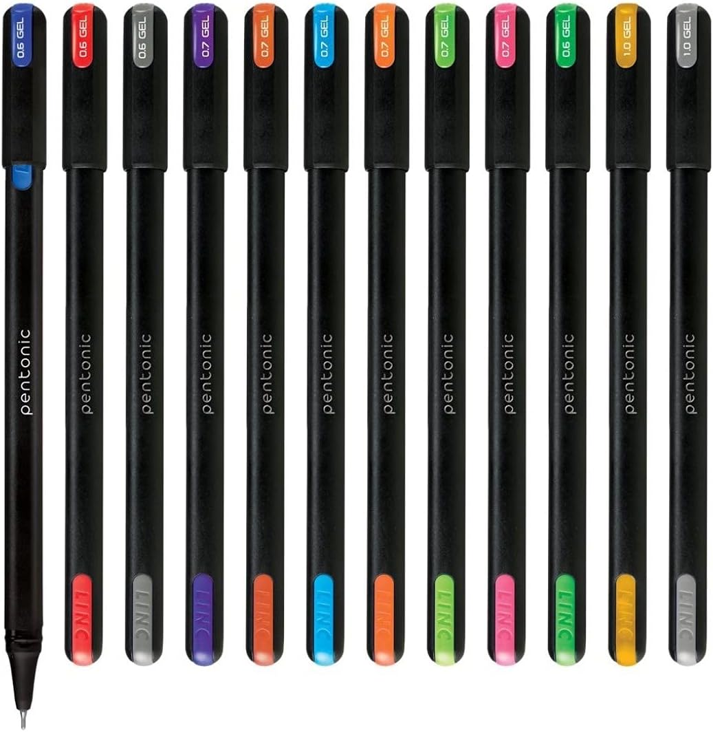 Multicolor Gel Pen With Hard Box Case (0.6 mm 1.0 mm, 12 Pcs Set), Pack Of 1