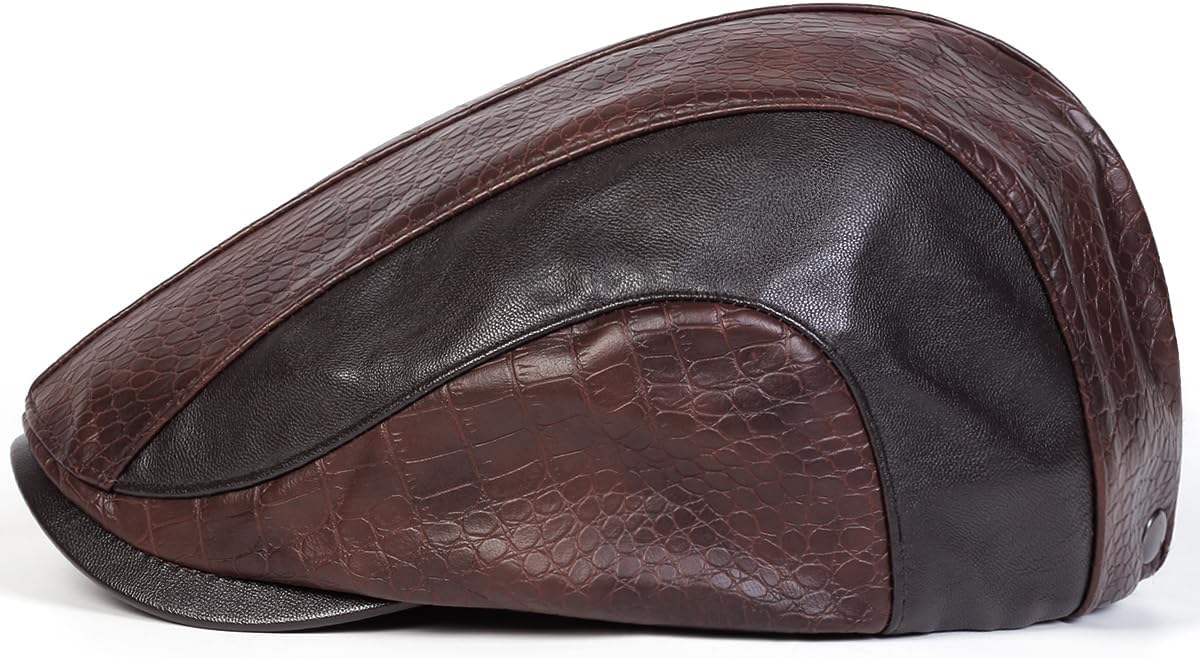 Men’s PU Leather Newsboy Hat – Ivy Flat Cap, Classic Cabbie Driving Beret for Casual & Outdoor Activities - Image 3
