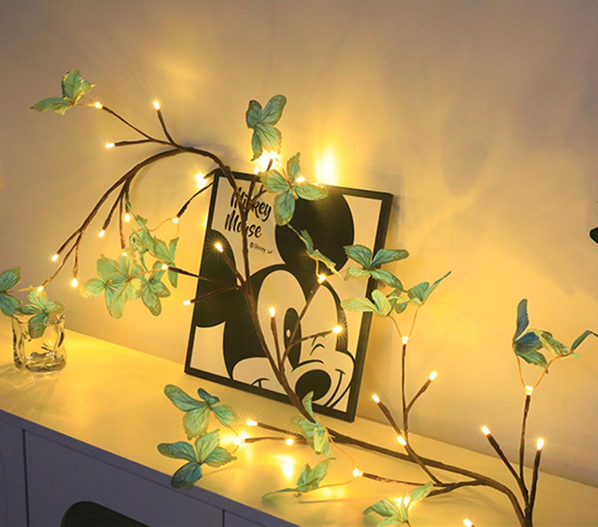 Willow Vine Lights, Luci di stringa di Natale a LED, Luci a batteria dei rami pieghevoli con timer 8 modalità per la decorazione natalizia della casa della parete (Blu 36LED)
