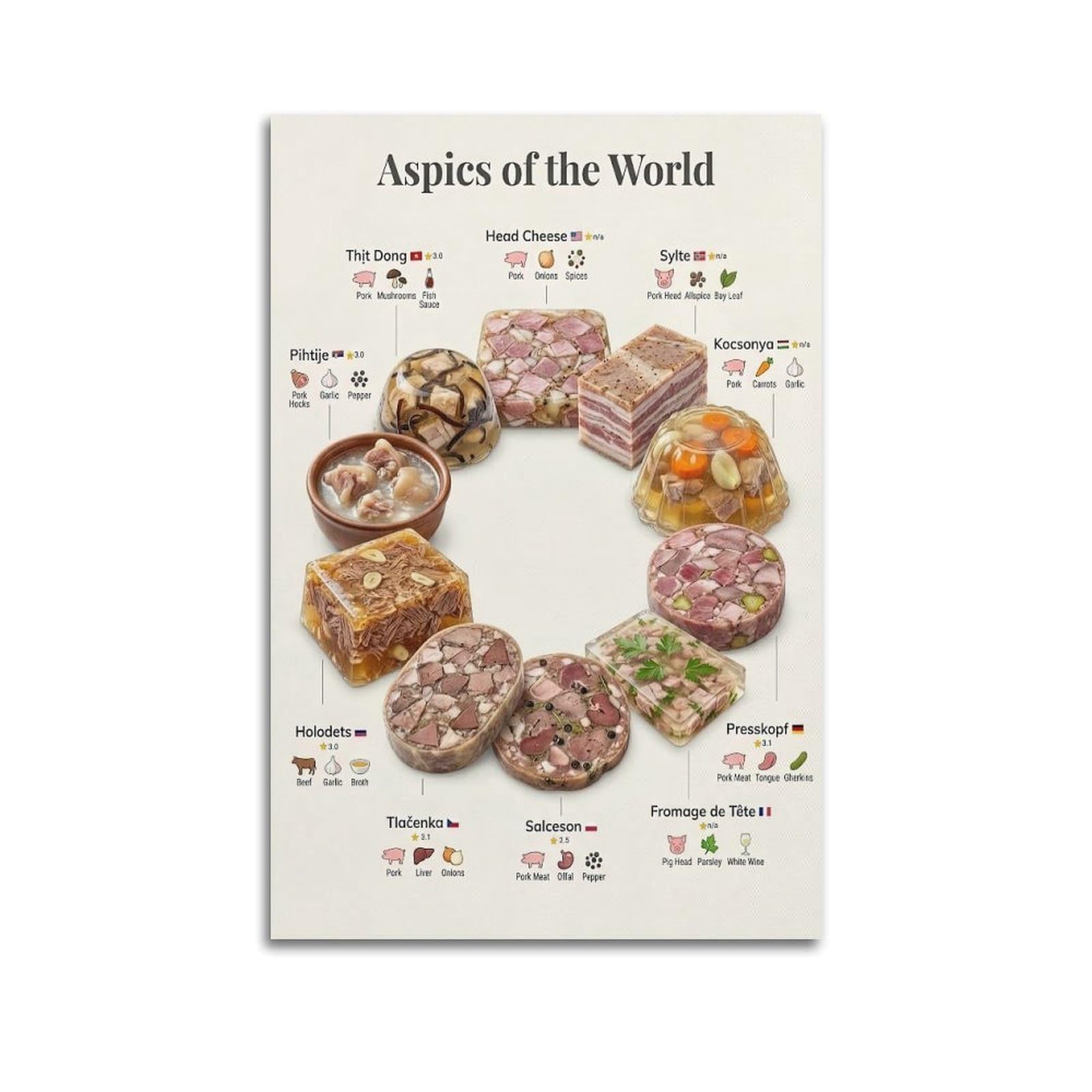 OKAHYS Aspics of The World Artwork Poster Decorative Painting Canvas Wall Artworks Picture 20x30inch(50x75cm)