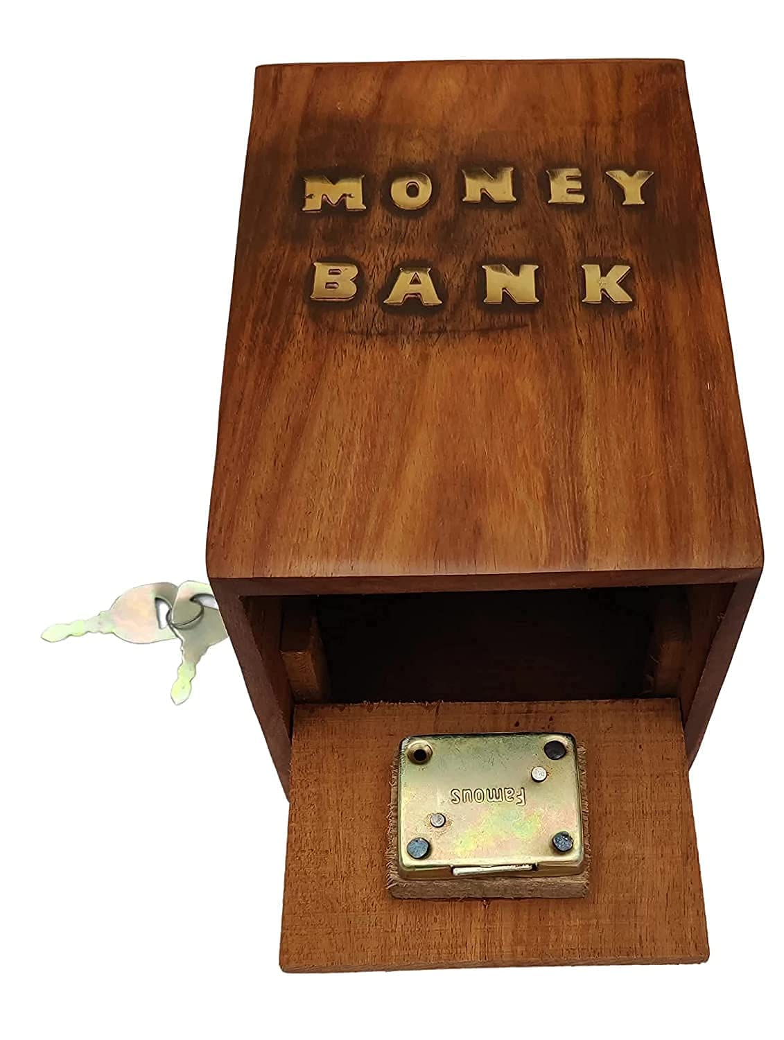 VDIX Handmade Wooden Master Size Money Bank in 6 x 4 inch with Key Lock Coin Box Brass Design Kids & Adults Gifts Item Piggy Bank (7.5x5) (B09TVWLKPR) Amazon Price History, Amazon Price Tracker