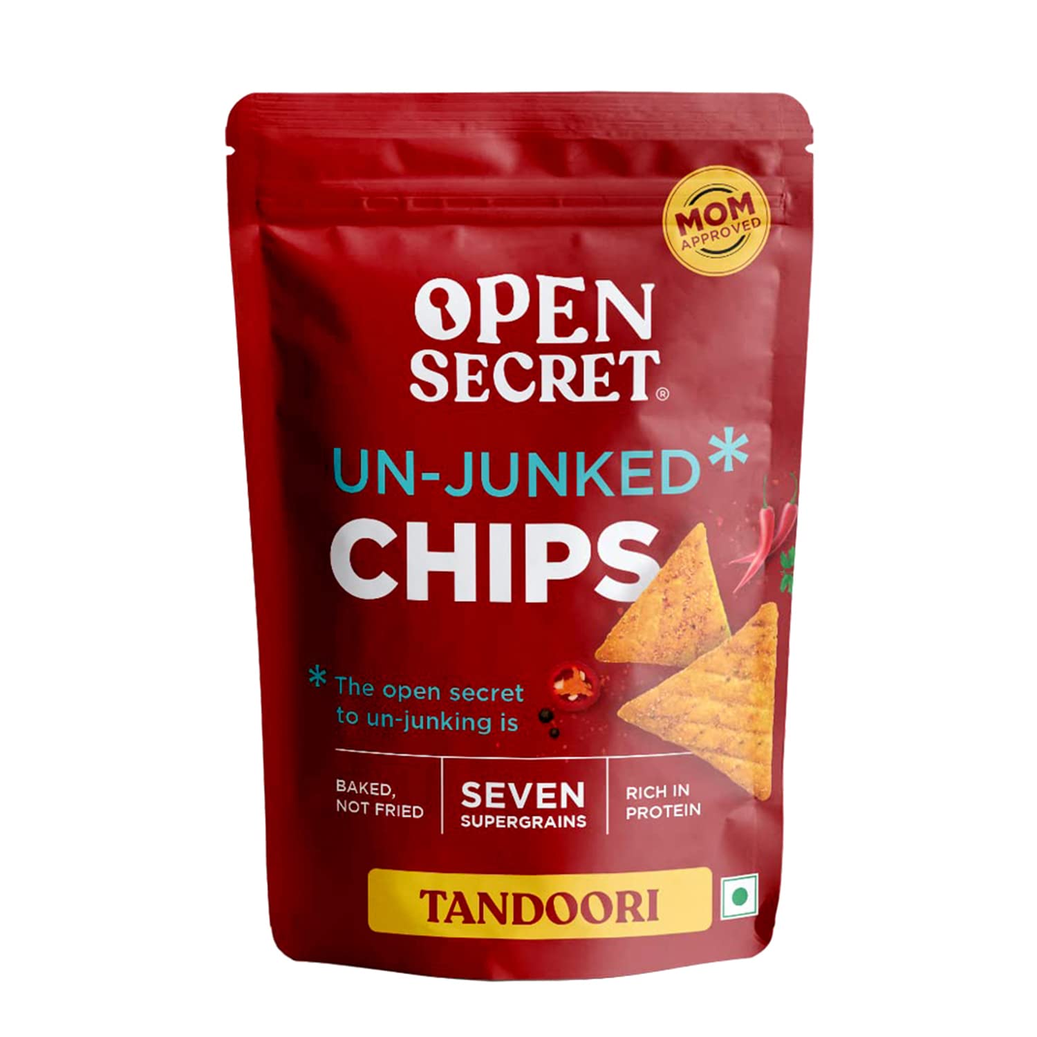 Tandoori Chips (Pack of 16)| Baked, Not Fried| Tandoori Supergrain Flavour | Rich in Protein Less Fat | Healthy Diet Snack Pack