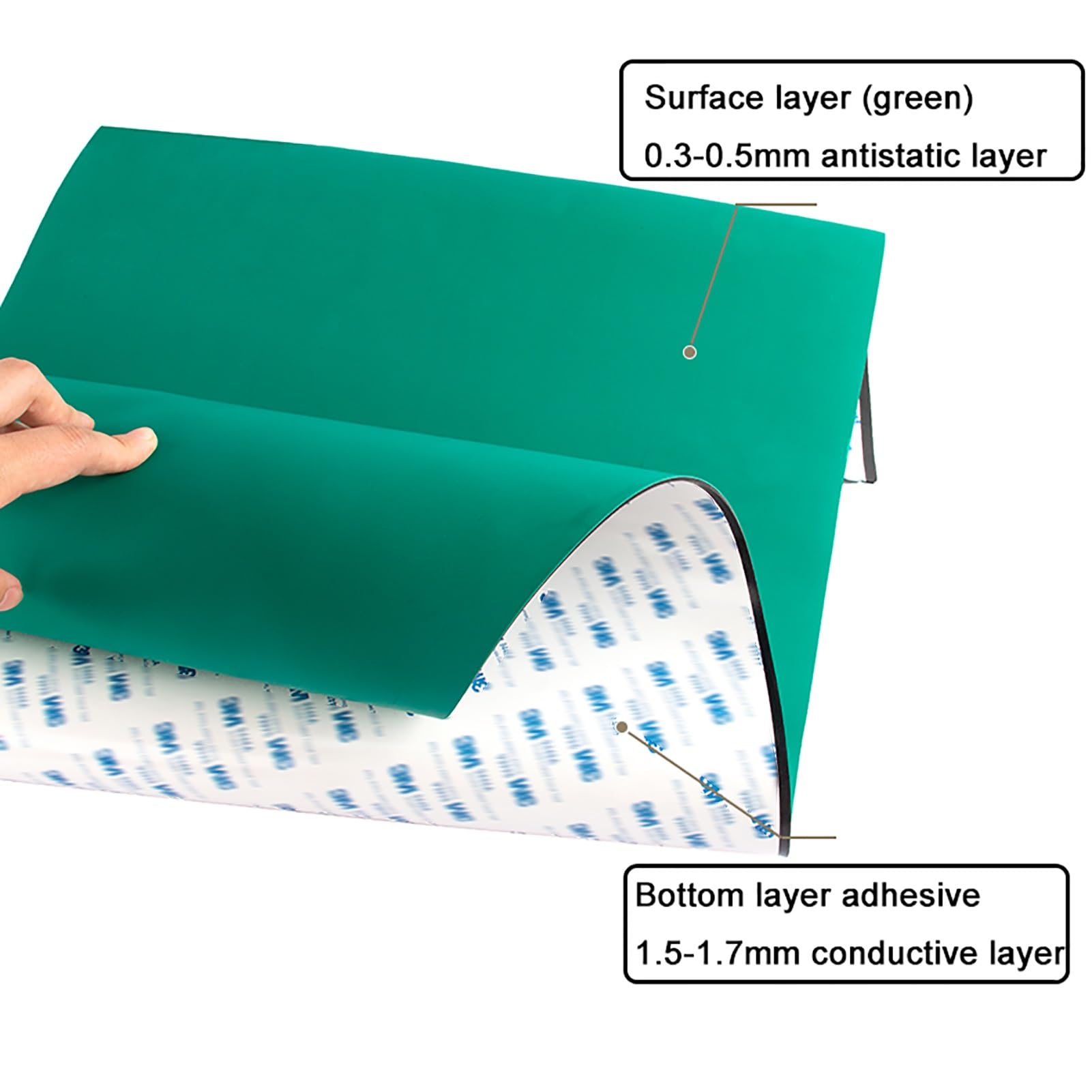 Alfombrilla antiestática para banco de trabajo, mantel de goma autoadhesivo para laboratorio y reparación, superficie antideslizante, 40 x 1000 cm