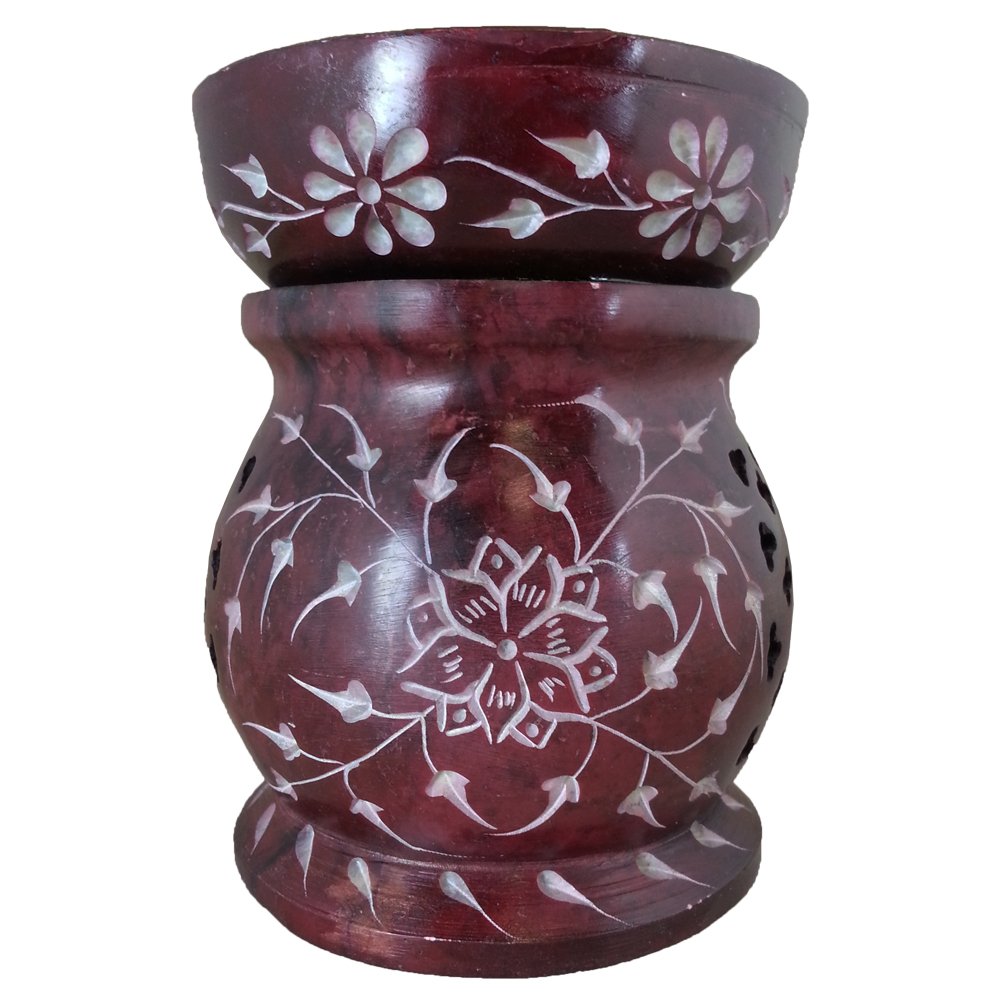 Shiva Plum Eternity Soapstone Essential Oil Burner/Aromatherapy Oil Burner - Large