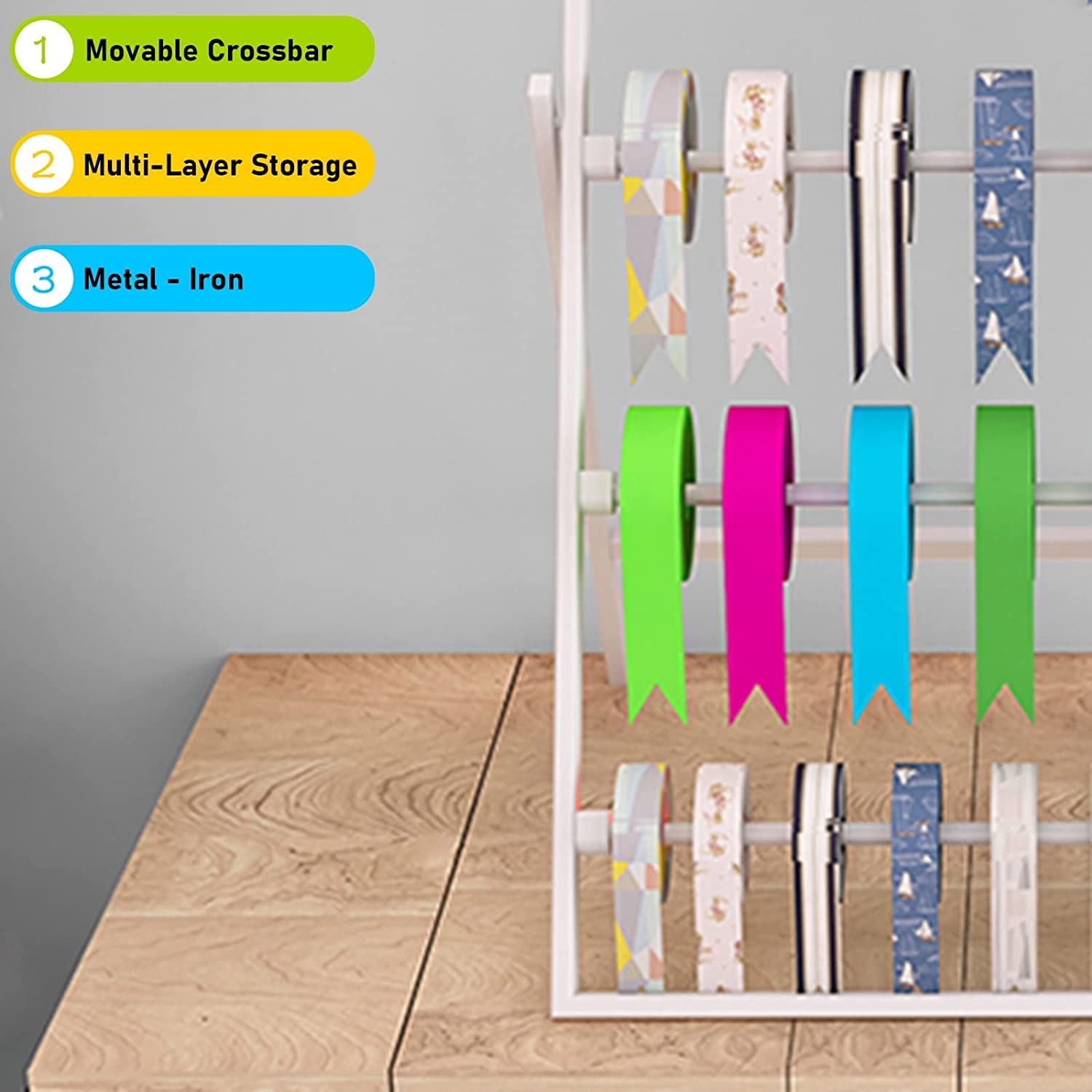 Organizador moderno para cintas, estante de exhibición para salas de manualidades, para carretes de cinta, almacenamiento de hilos para coser, acolchar, bordado, lazos para el pelo y envoltura de
