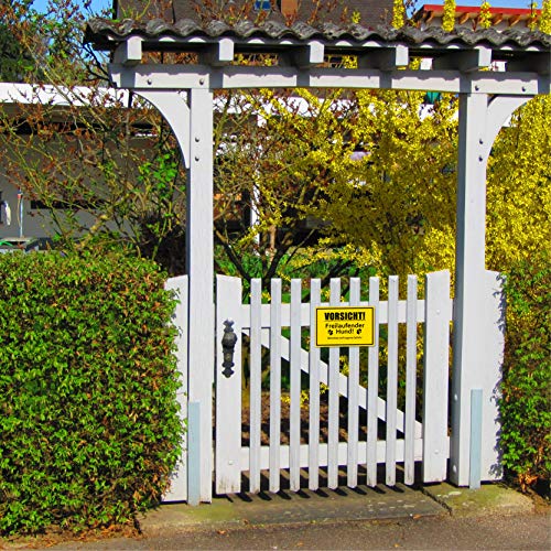 2 Stück Vorsicht! freilaufender Hund Schild 20 x 30 cm aus stabiler PVC Hartschaumplatte 3mm Achtung vor dem Hund Schild mit UV-Schutz von STROBO