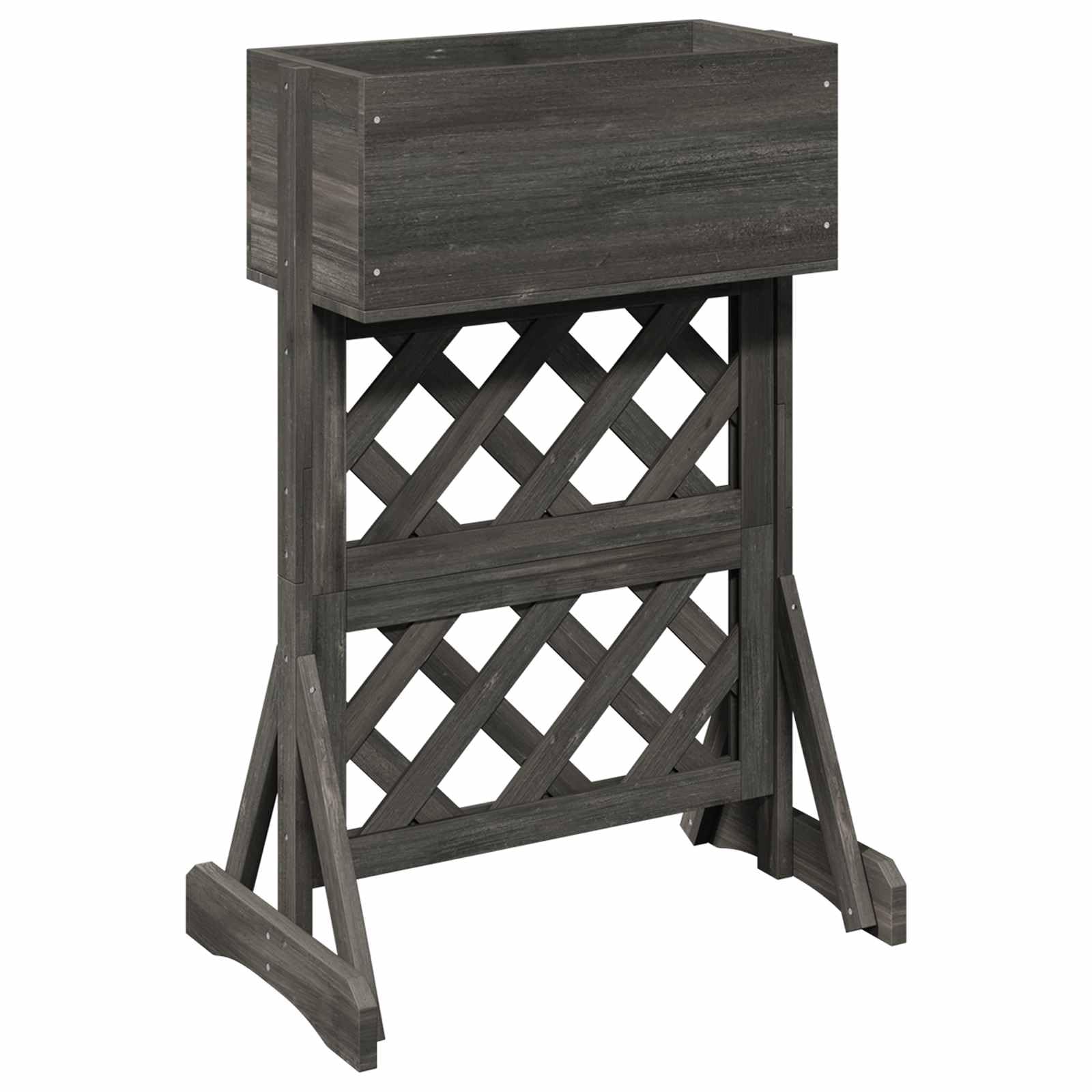 Fioriera con griglia in legno di abete, 48 x 30 x 70 cm | Legno di abete massiccio, resistente alle intemperie, fioriera rialzata, per terrazze e balconi