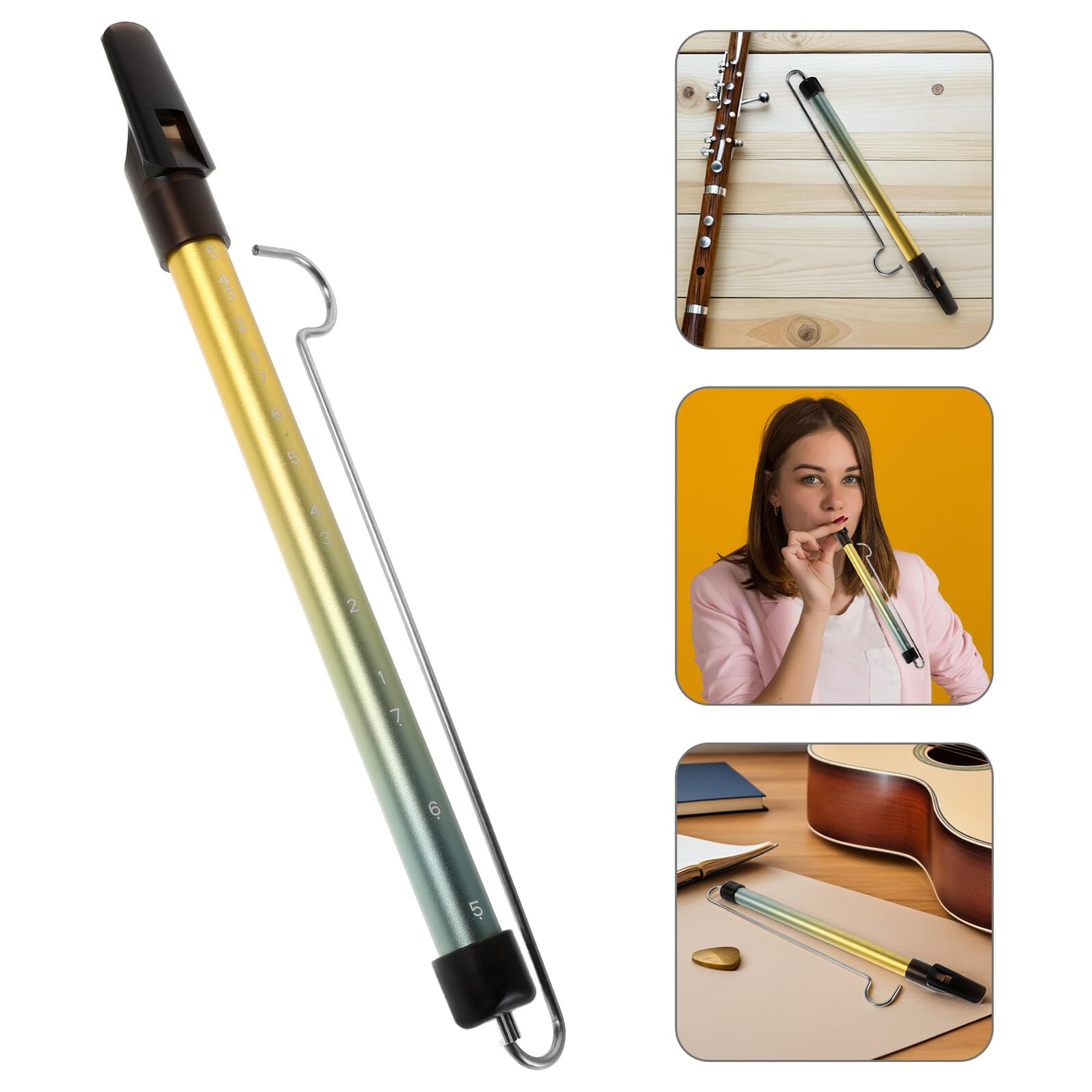 ibasenice Flauta Deslizante de Aleación de Aluminio y ABS con Doble Escala, Silbato Deslizante para Expresión Musical Creativa en Fiestas, Tono Ajustable y Transiciones Suaves