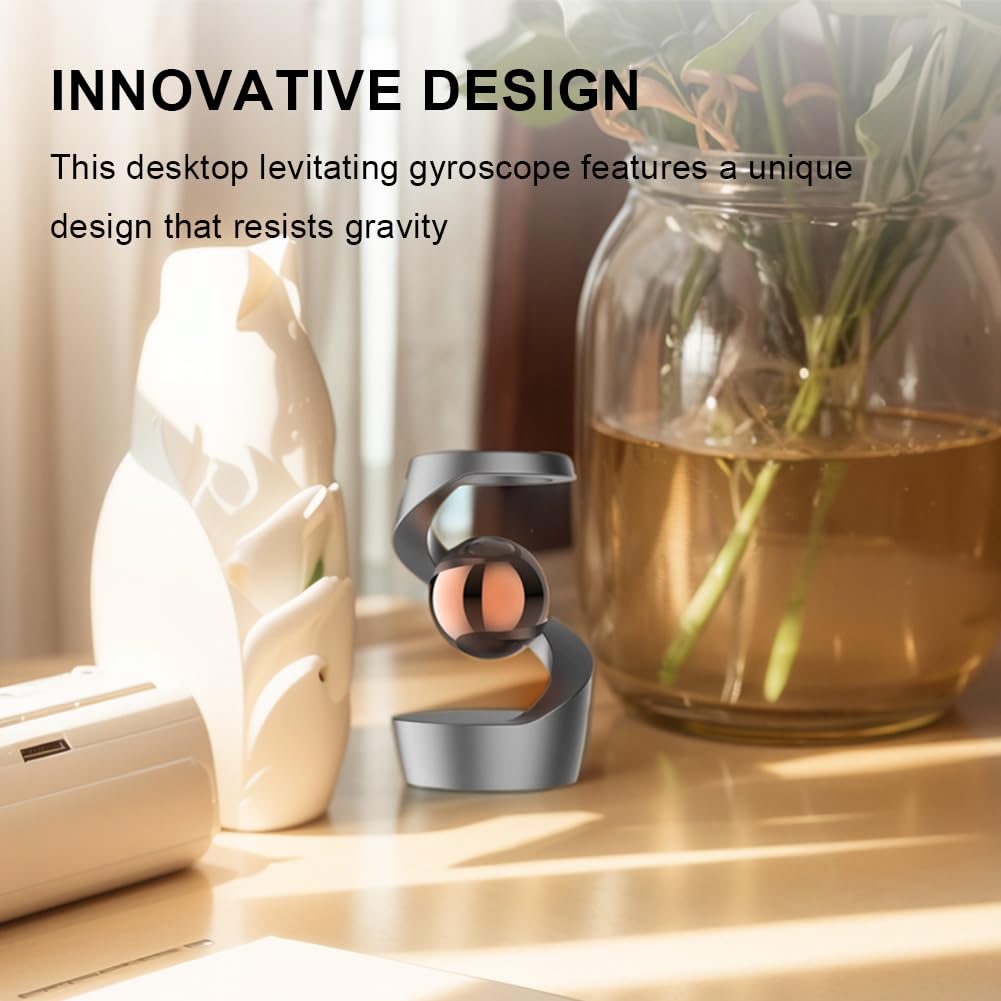 HTU Gravity Defying Kinetic Desk Toy Optical Illusion Desk Toy Spinners Desktop Floating Gyroscope for Office Desk Decor for Adults - Image 9