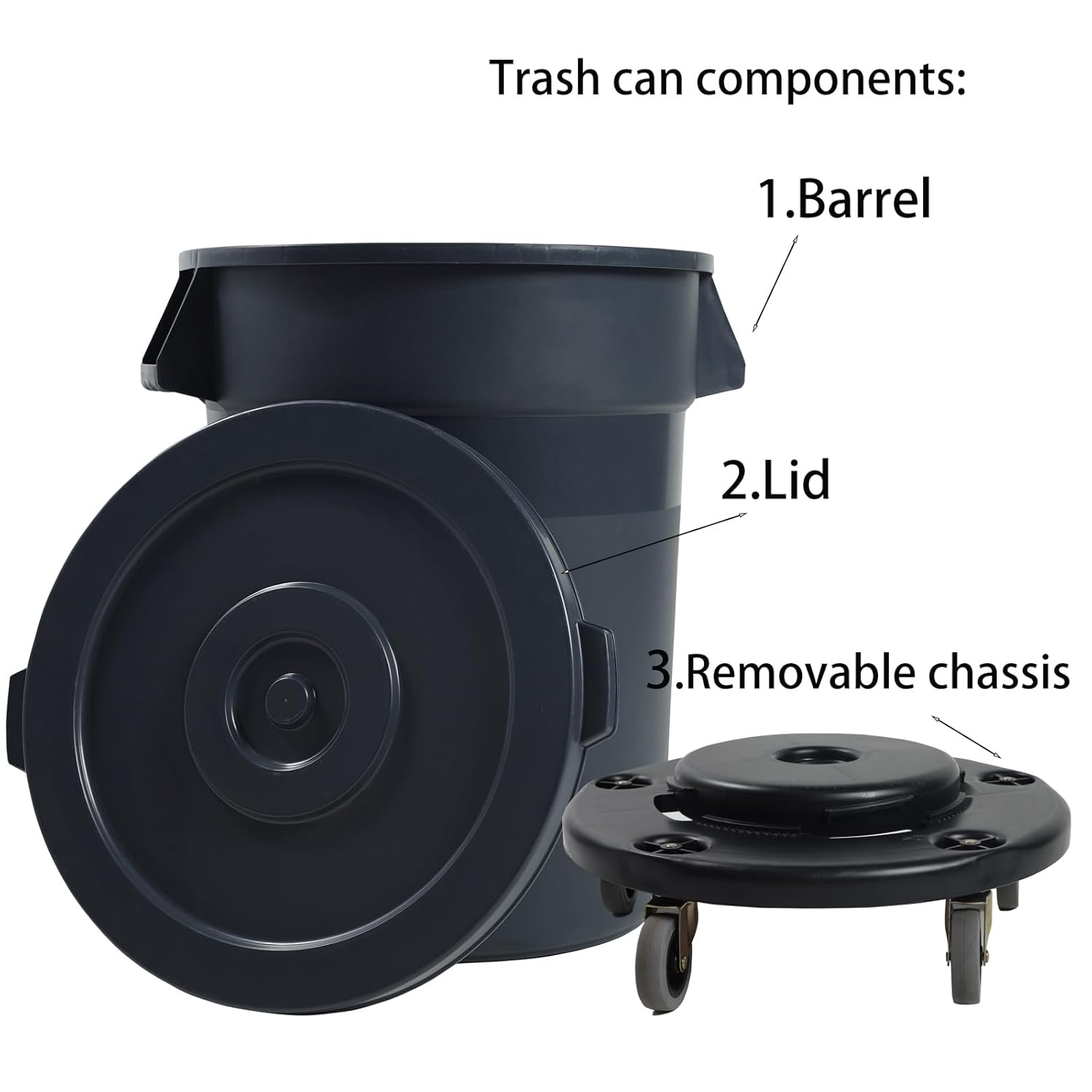 32 Gallon Heavy Duty Plastic Wheeled Outdoor Trash Can, Matte Gray Round Lid Large Garbage Cans，for Shopping Malls, Hospitals, Yards, and Industrial Waste Disposal. (1)