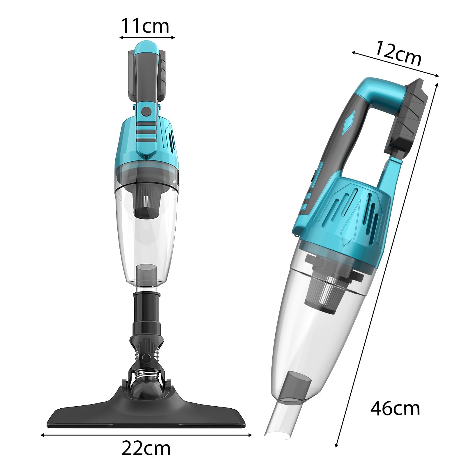 Aspiradora de mano con batería con 2 baterías de 3,0 Ah, 10000 Pa, aspiradora de coche fuerte, aspiradora inalámbrica portátil, USB, aspiradora sin cable para coche, hogar, pelo de