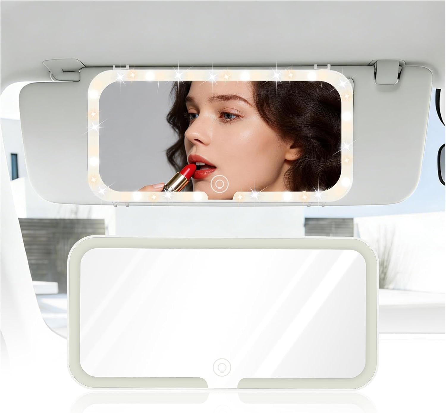 Upgrade Car Sun Visor Vanity Mirror,Big Led Mirror with 3 Light Modes & 80 LEDs,Rechargeable Makeup Mirror - Dimmable Touch Control,Car Light Up Mirror Universal for Truck SUV-picture-51