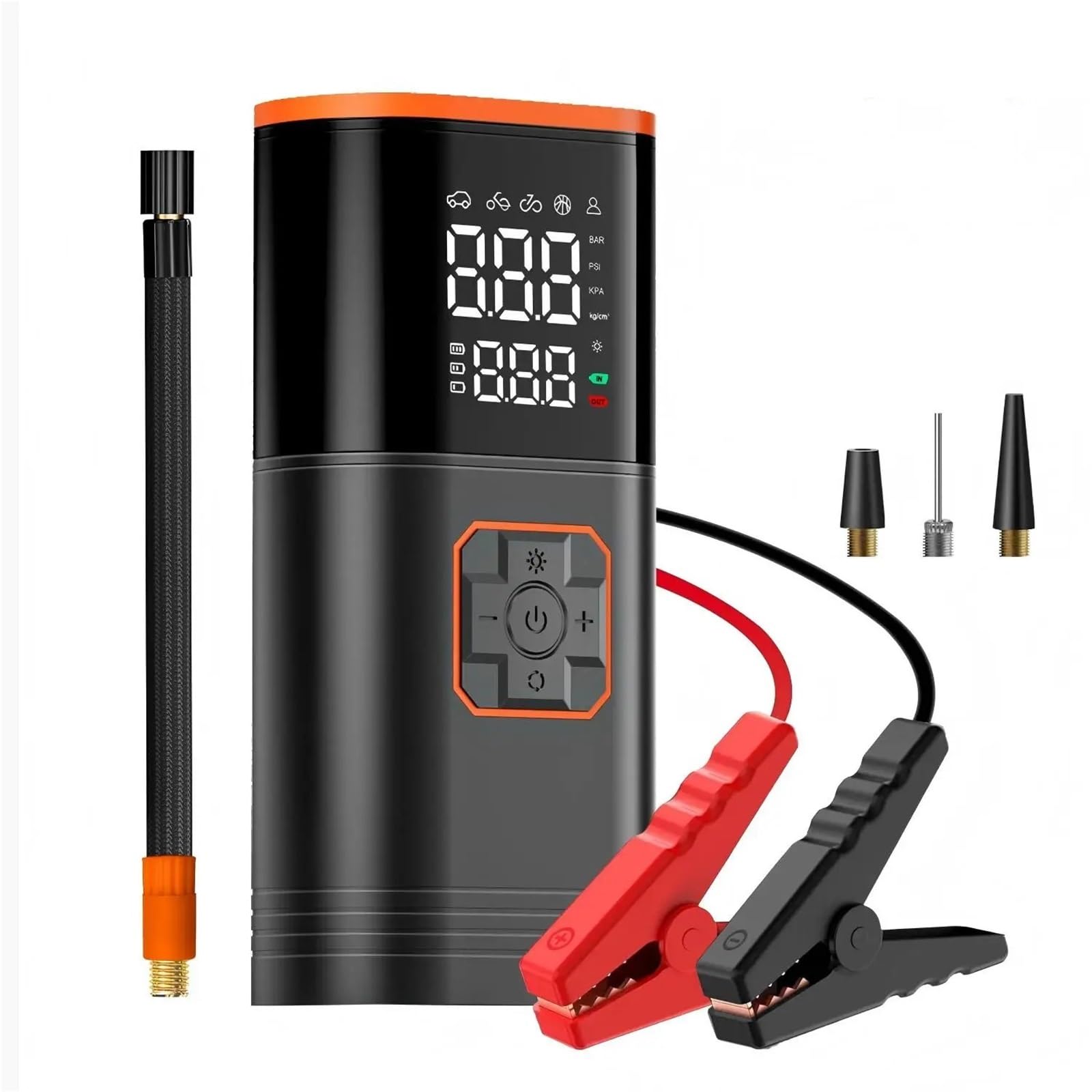Inflador Ruedas Coche Arrancador de batería 4 en 1 de 150PSI, compresor de aire portátil, bomba de aire, pantalla Digital, inflador de neumáticos de arranque de coche Compresores de aire portátiles