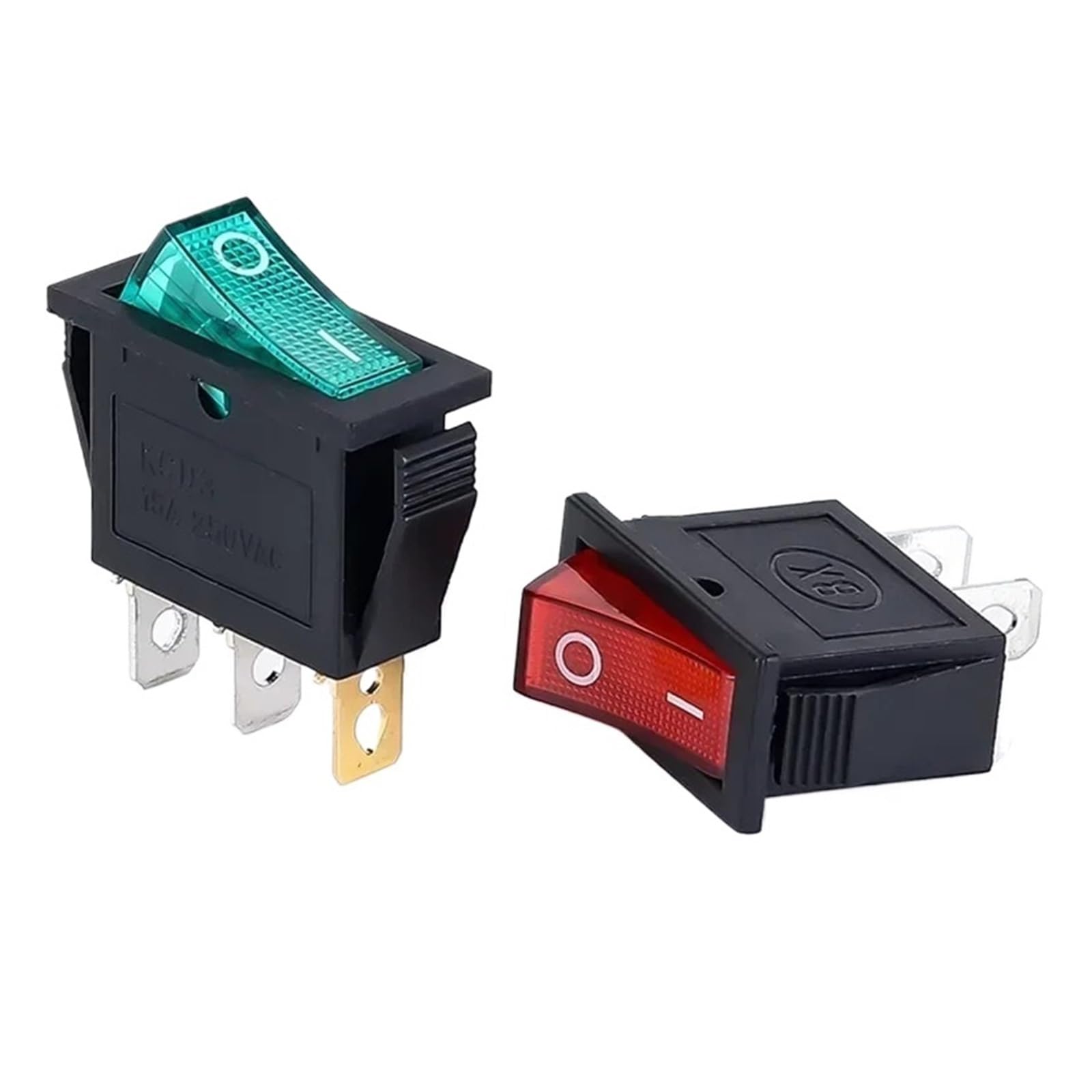 Interruptor Basculante KCD3 De 14x31mm, Encendido-apagado, 2 Pines, 3 Con Luz LED, Indicador Punto Rojo for Panel Salpicadero Barco Marino