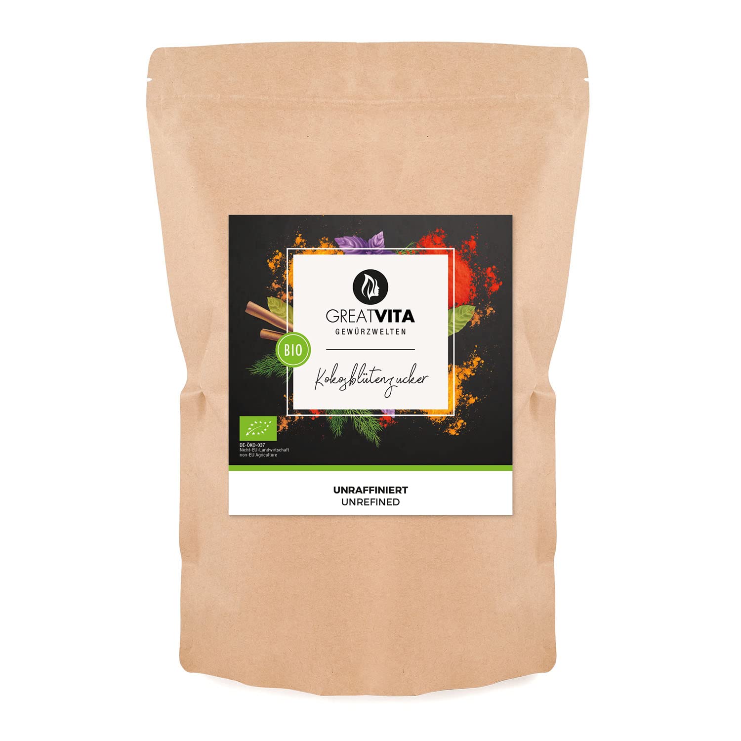 Fleur de coco biologique MeaVita MeaVita, non raffinée, 1 paquet (1 x 1000 g) dans un sac (l'emballage peut varier)