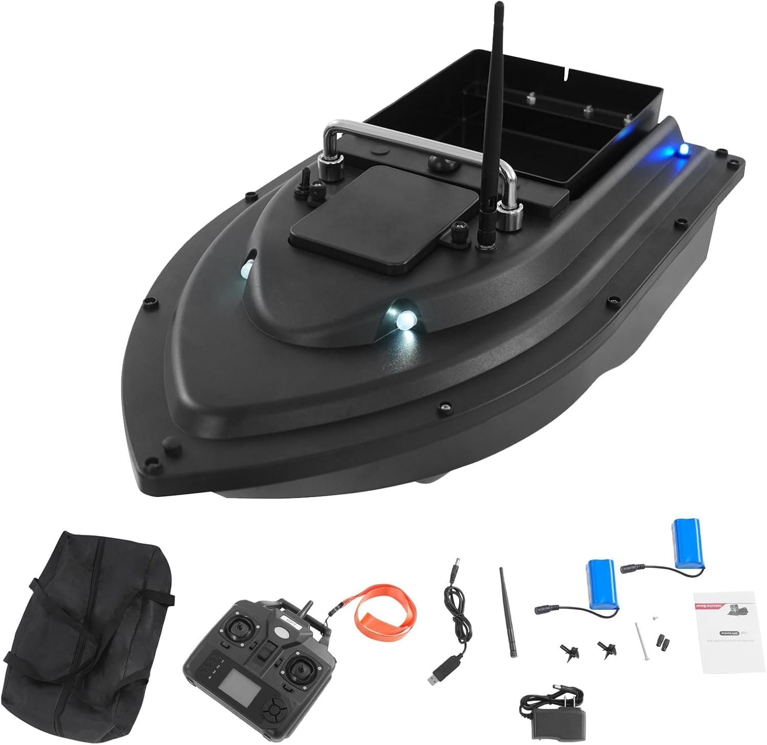 GDIFLS Advanced RC Fishing Bait Boat with GPS, Dual Motors, Automatic Return & LED Screen, 4.4lbs Load Capacity, 1968.5ft Range, Remote Control