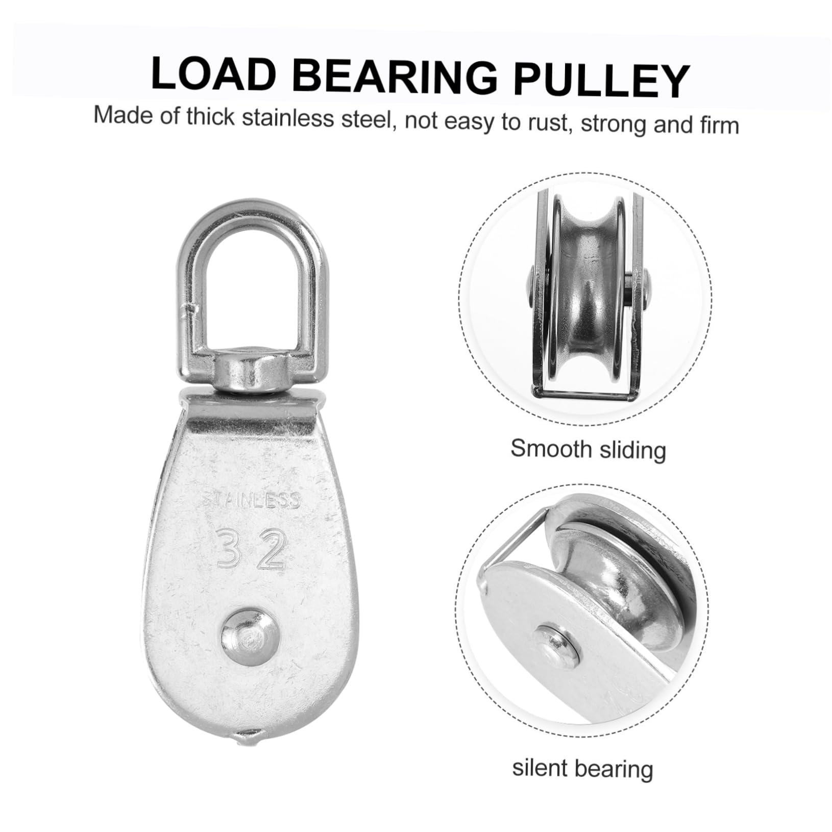 BESPORTBLE Smooth Rolling Stainless Steel Lifting Pulley Strength Training Accessory Gym Equipment Part