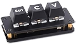 waveshare Ctrl C/V Shortcut 3-Key Keyboard for Programmers, Adopts RP2040 Chip with Programmable Custom Key Functions and RGB LED Effect, Dual Type-C Ports, Plug and Play Driver Free (Acrylic Cover)