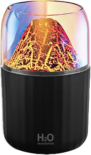 Humidificador de volcán colorido, difusor ultrasónico de apagado automático de niebla fría, 2 modos de niebla, humidificador ultra silencioso para