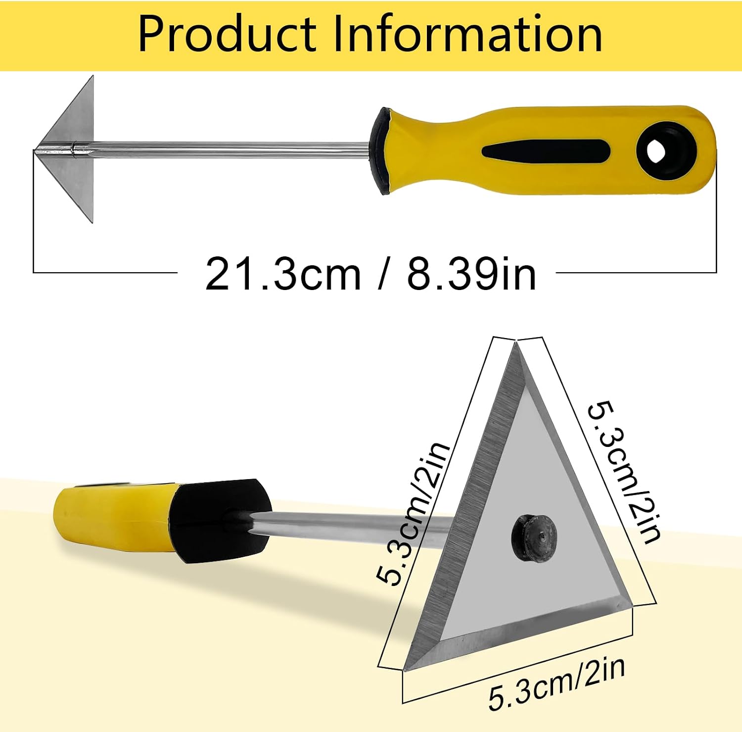 2" Heavy-Duty Triangular Scraper, Stainless Steel Paint & Adhesive Remover | Stainless Steel Triangular Blade, Heavy-duty; Removes Paint, Varnish, Caulk & Adhesives For Renovation & Repair Work.