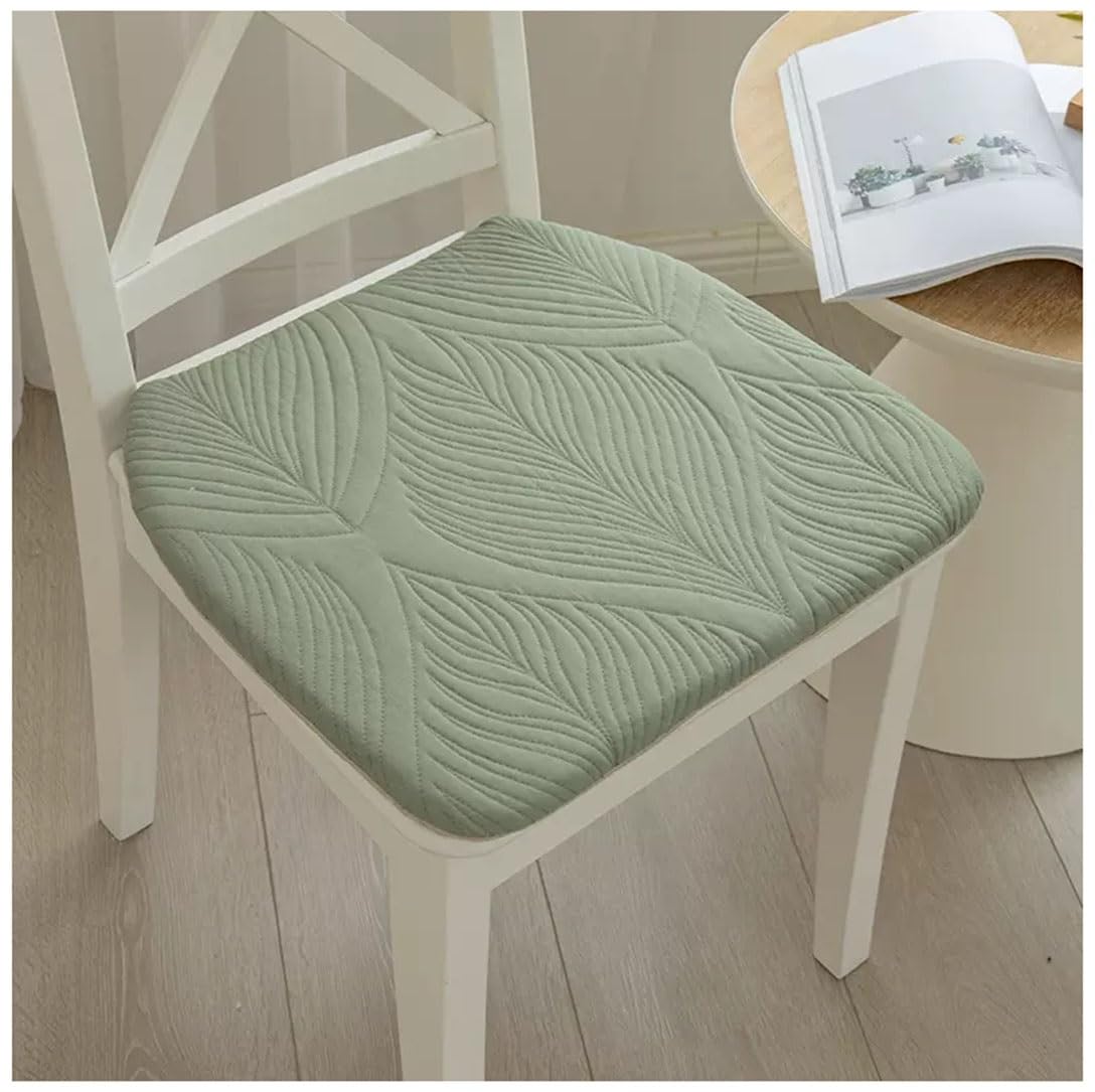EORNOW Pure Cotton Dining Chair Cushions, Set Of 1/2/4 U-shaped Dining Chair Pads, Dining Room Seat Cushion With Ties With Zipper Cover (Color : Green, Size : 40 * 43cm(Set Of 1))