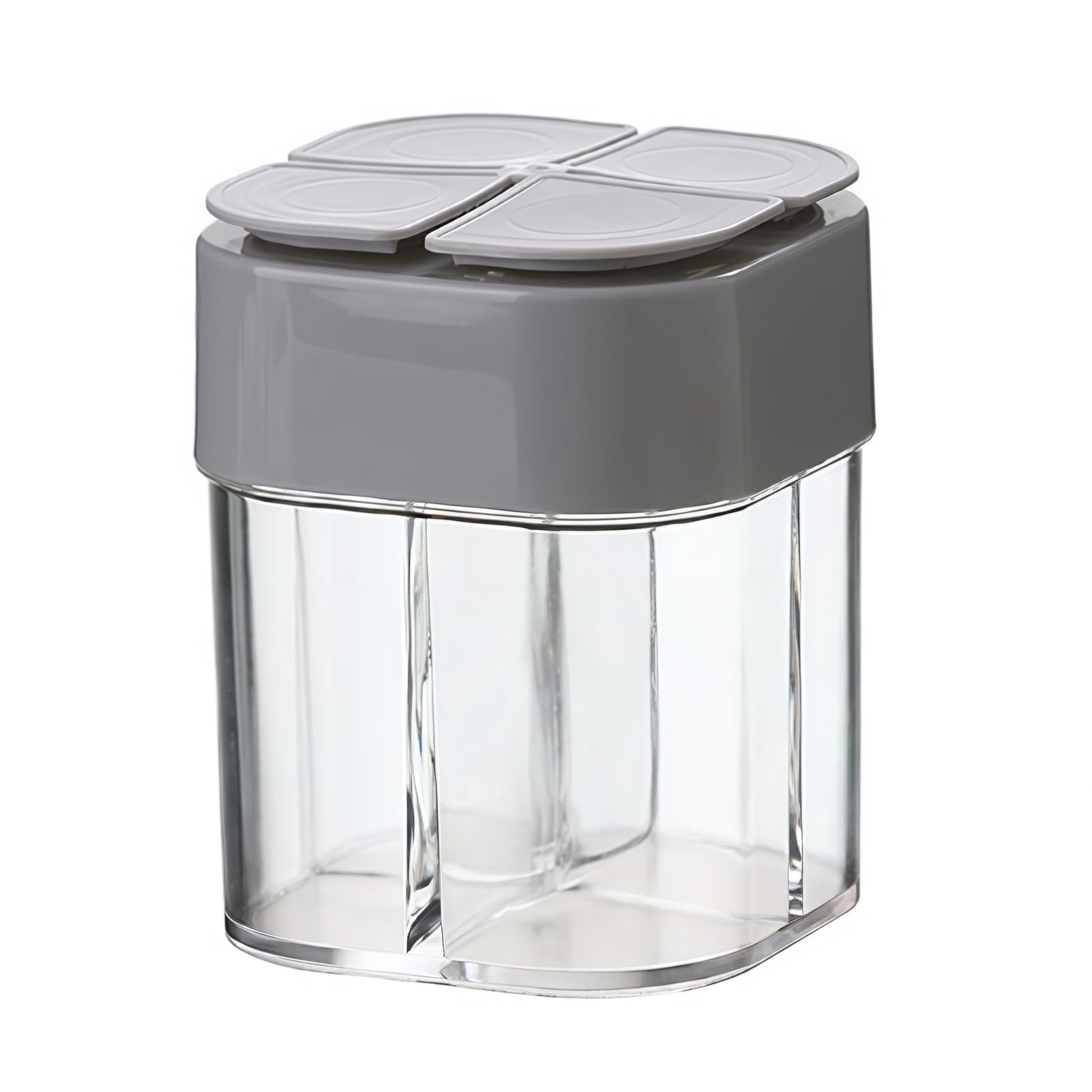 4 Grid Seasoning Dispenser, Kitchen Spice Jar with Lid, Portable BBQ Condiment Bottle for Kitchen BBQ Camping