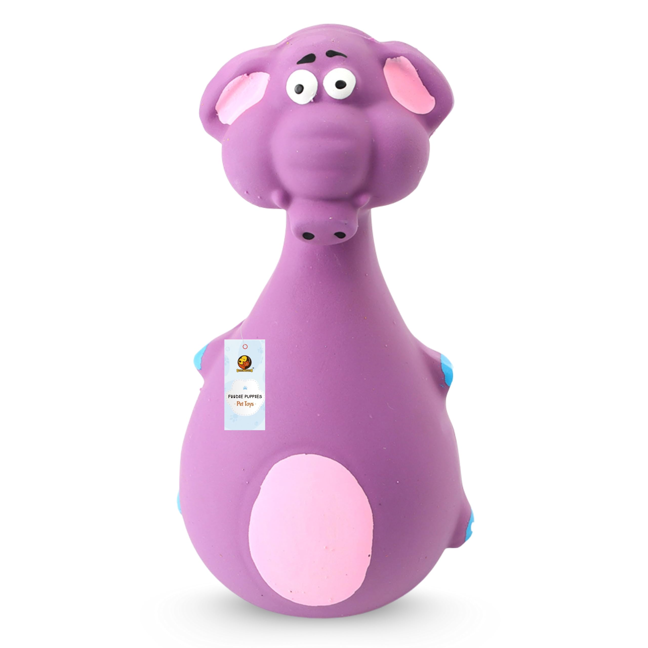 Foodie Puppies Natural Latex Rubber Squeaky Chew Toy - (Purple Elephant, 12cm), Suitable for Puppy, X-Small to Small Dogs | Durable, Animal Design, Fetch & Chew Toy