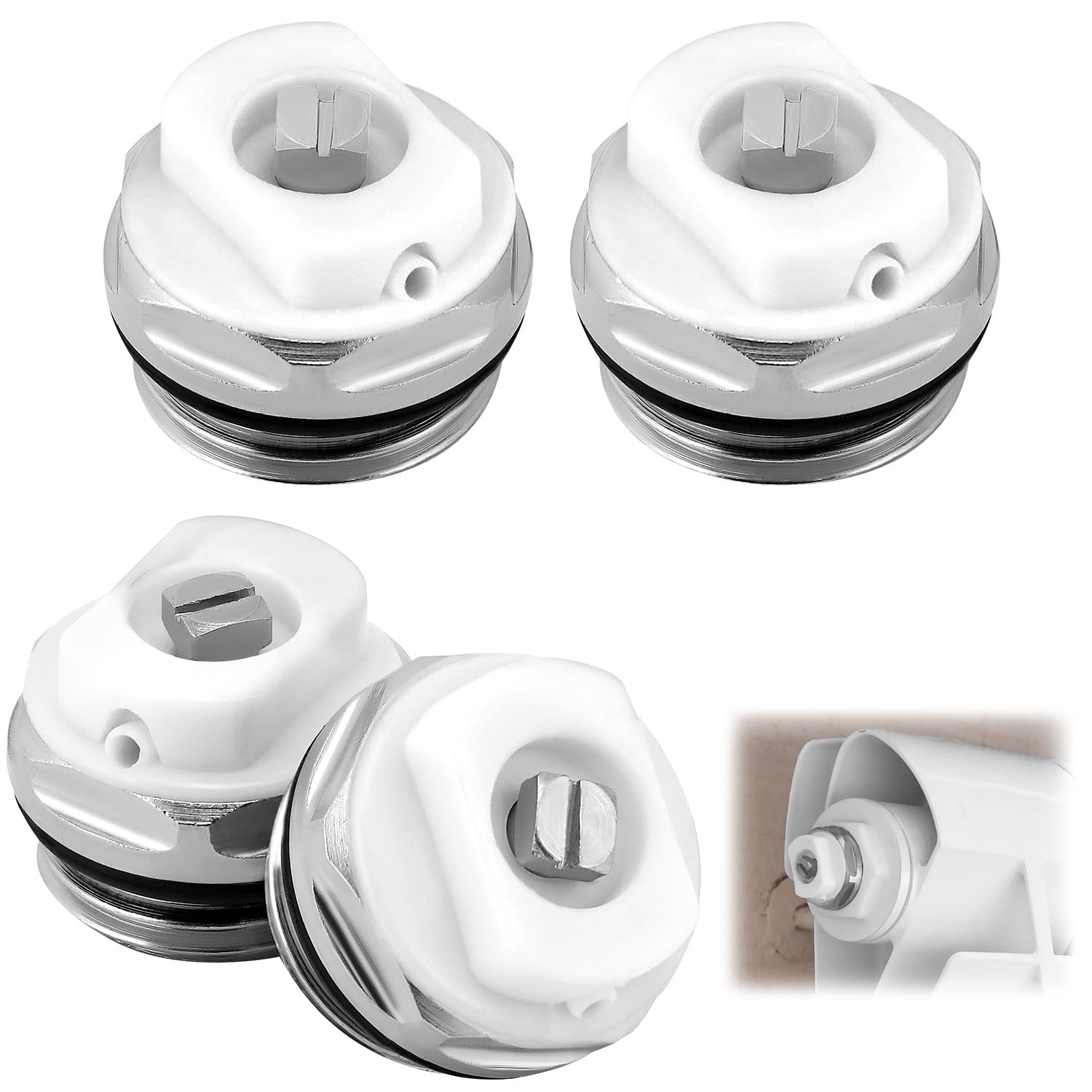 QWORK® 4Pcs Radiator Air Vent Bleed Valves Plug, 1/2" Radiator Bleed Screw