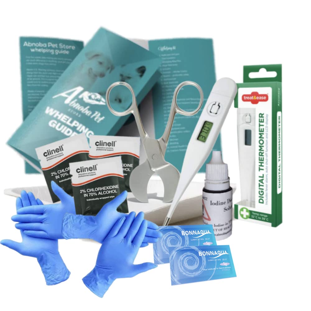 AbnobaPET STORE Alpha Dog Whelping Kit Forceps Thermometer Gloves Iodine Puppy/Kitten