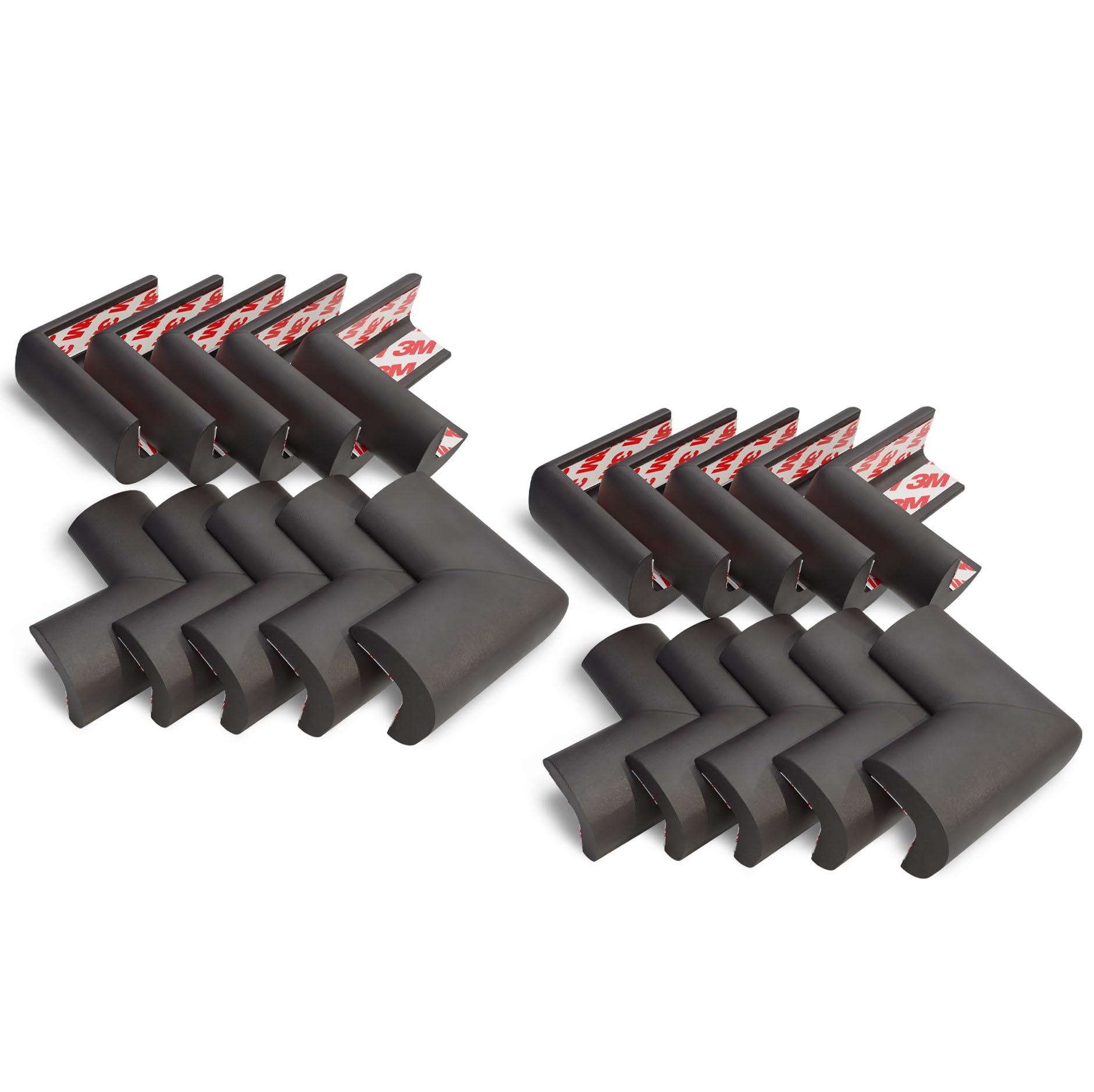 Amazon Brand - Supples Baby Proofing Pre-Taped Corner Guards | Black | Pack of 20 | Babyproof Foam Protectors for Sharp Corners | Non-Toxic, BPA Free | Tested As Per is 9873 Standards