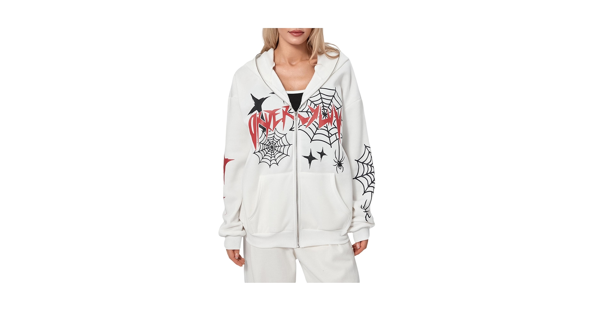 Amazon.com: Sunwittafy Womens Full Zip Up Hoodie Y2k Spider