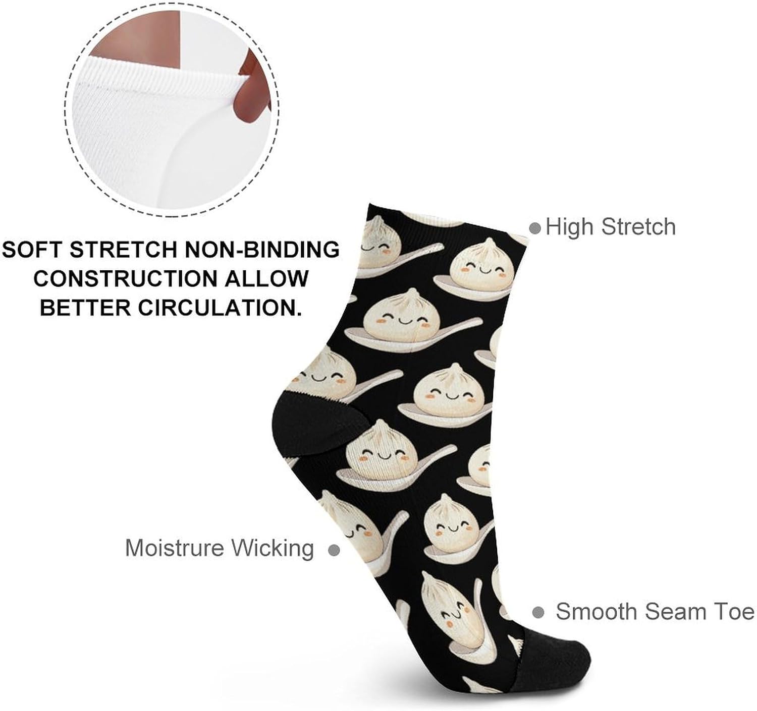Xiaolongbao Chinese Dim Sum Bun Knee High Socks Athletic Long Stockings Sport Casual Crew Tube Sock Boot