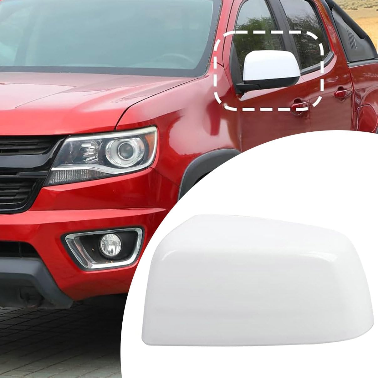 Left Drive Side car Rearview Mirror Cover Cap Compatible with 2015-2021 CANYON CHEVROLET CHEVY COLORADO PICKUP TRUCK,Compatible with 2015-2021 GMC CANYON PICKUP TRUCK (White)