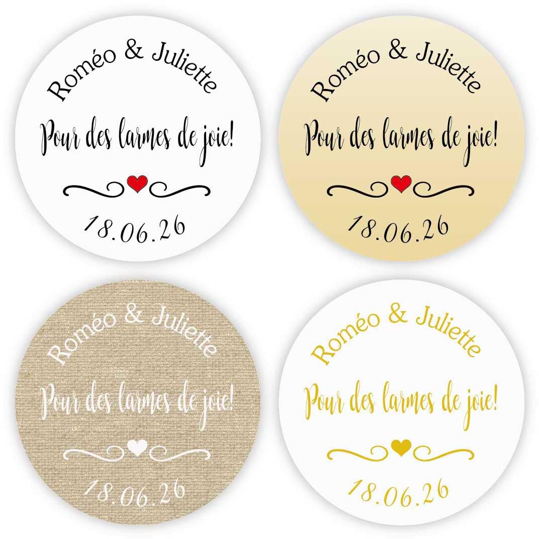 50 Autocollants Personnalisables Pour Mariage - Étiquettes Rondes 4cm | Pour Faveurs, Cadeaux, Invitations | Personnalisation Prénom/texte