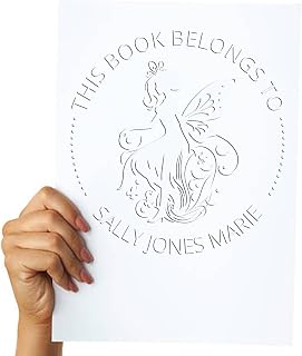 Custom Ex Libris Book Embosser Seal - Personalized Bookplate Maker Seal with Petal Fairy Design - Library Stamp Hand Press for Book Collection - 1-5/8" Round Embossing Stamp for Book Lovers