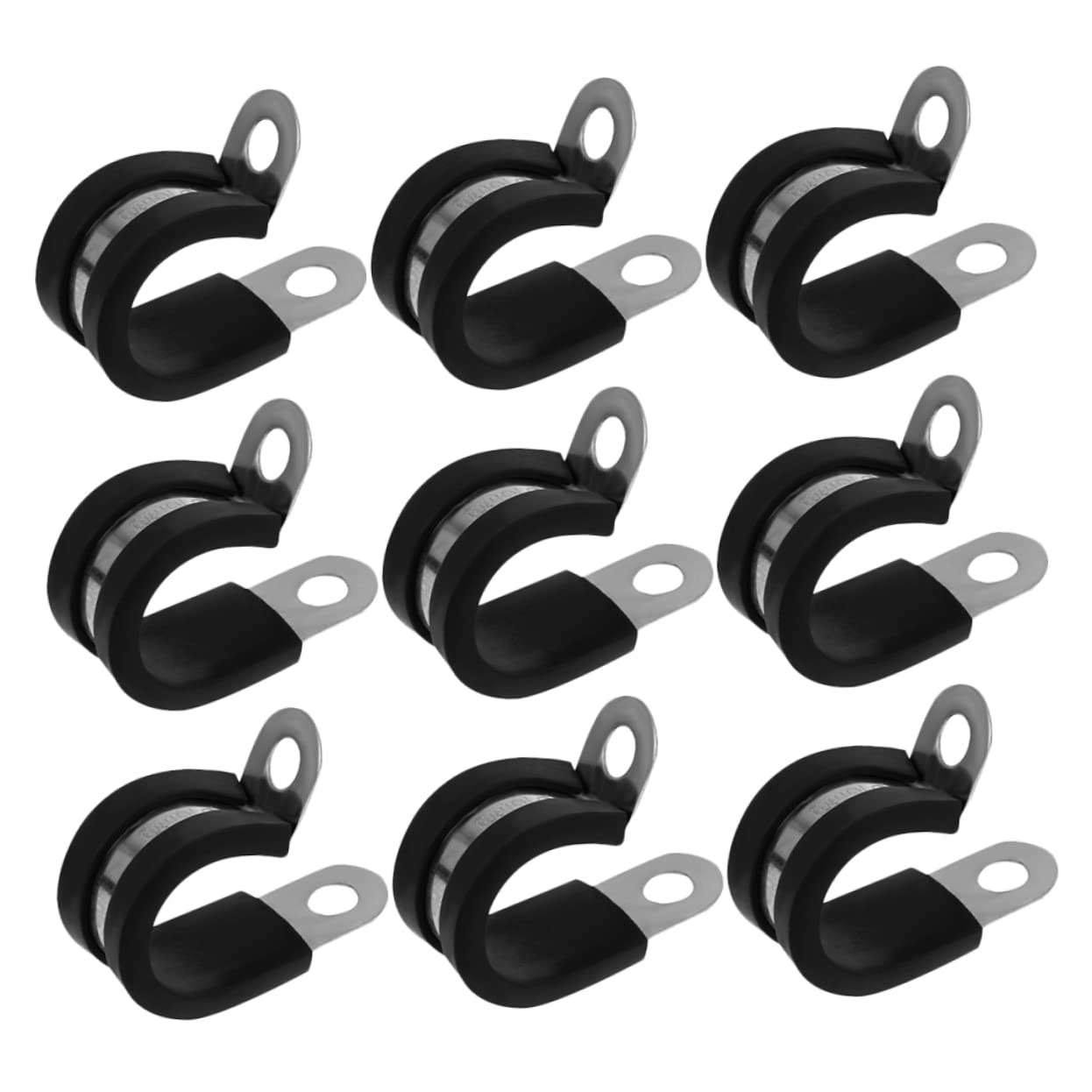 IWOWHERO 20pcs Rubber Clamp Tube Cable Clamps Cable Strap Tube Holder Clip Tube Holder Clamp Steel Wire Clamp Wire Rope Clamp Grips Cable Wire Clips Steel Hose Clamp Stainless Steel Black