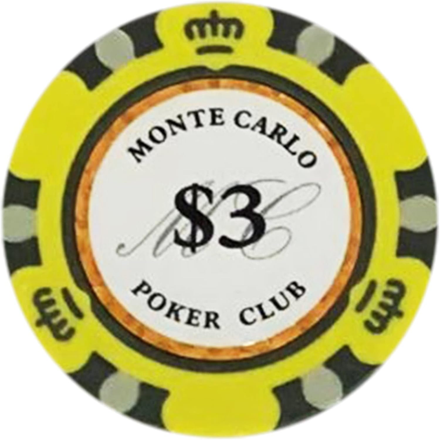 $3 Monte Carlo Smooth Poker Chips - 100 Poker Chips