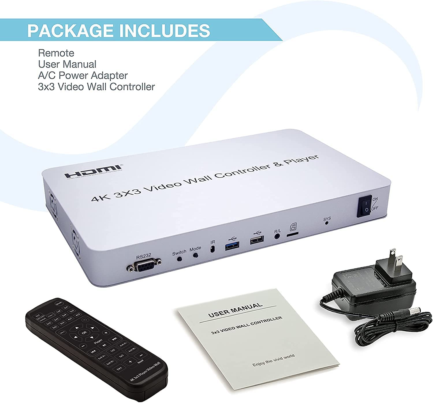 4K 3x3 video wall controller SD riproduttore USB HDMI 1.4 HDCP1.4 Compliant Processore video Splicer 1x2 1x3 1x4 2x1 2x2 2x3 2x4 3x1 3x2 4x1 4x2 aggiornamento
