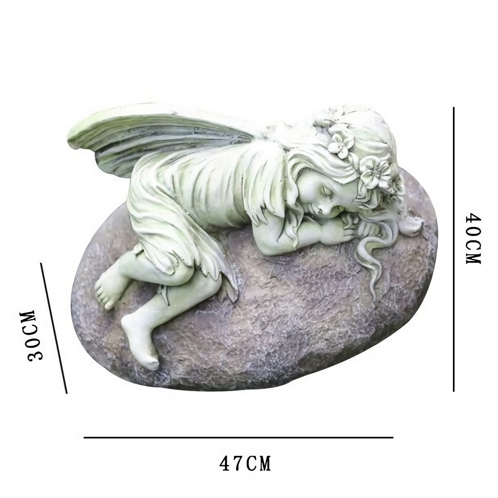 Ornamento da giardino Statua del giardino d'angelo addormentato - Ossido di magnesio cherubino che dorme su figura di pietra decorazione da giardino esterno interno