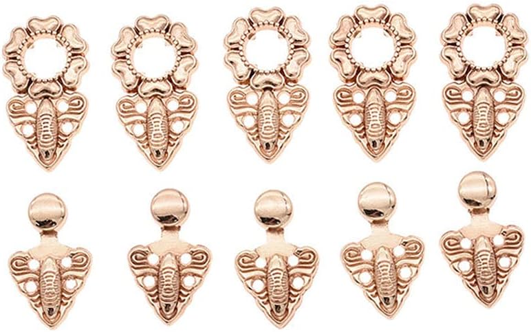 5pcs Hollowed Flower Rhinestone Buckle DIY Sewing Materials for Clothes Garment Decoration (#2 Golden,15mm*50mm)