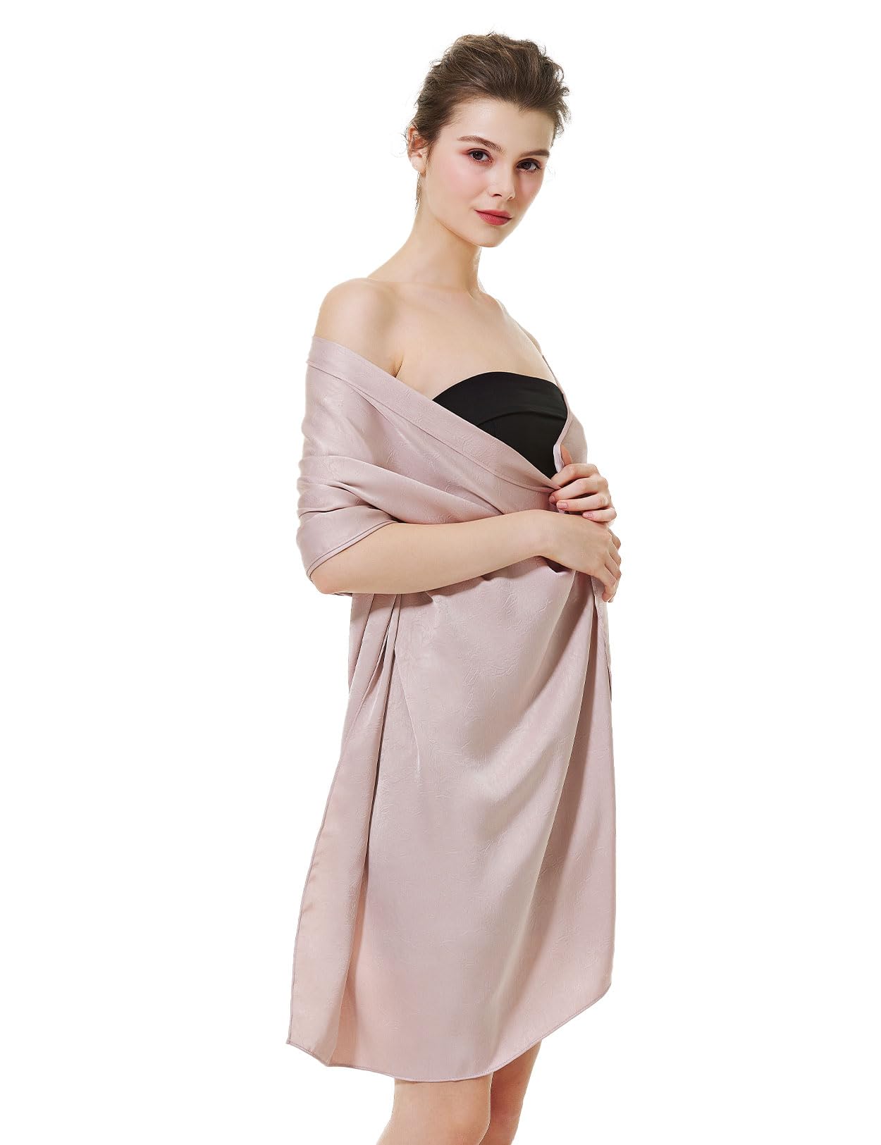 BEAUTELICATE Châle Étole En Satin Soyeux Écharpe Foulard Chic Luxueux Texture Pashmina Grande Taille Pour Mariage Soirée Cérémonie Femme Mariée Demoiselles d'honneur
