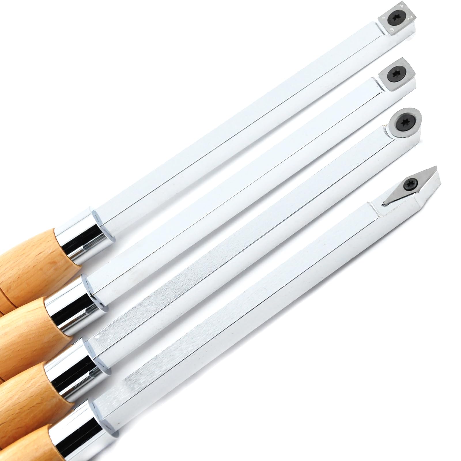 Kit d'outils de tournage du bois carbure 4 pièces pour ébauche et creusage