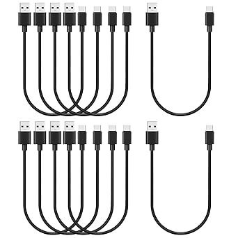 Short USB to USB C Cable 1ft 10-Pack, Bulk USB A to Type C Charging Cable, 12-Inch USBc Fast Charger Cord for Android Phone, Black