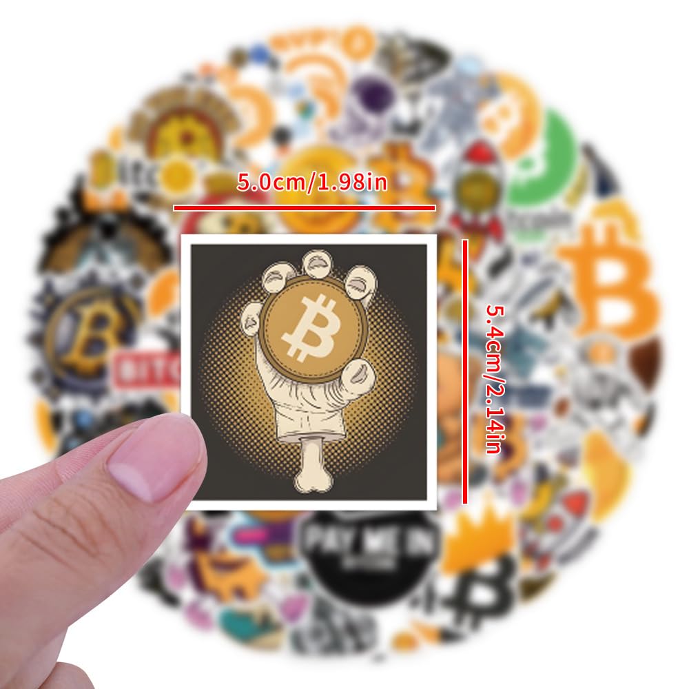 50 Pcs Bitcoin Crypto Stickers Laptop Car Scrapbook Phone Skateboard Suitcase Luggage Bike Cryptocurrency Vinyl Waterproof Aesthetic Personalised Stickers for Teens Boys Girls Adults - Image 3