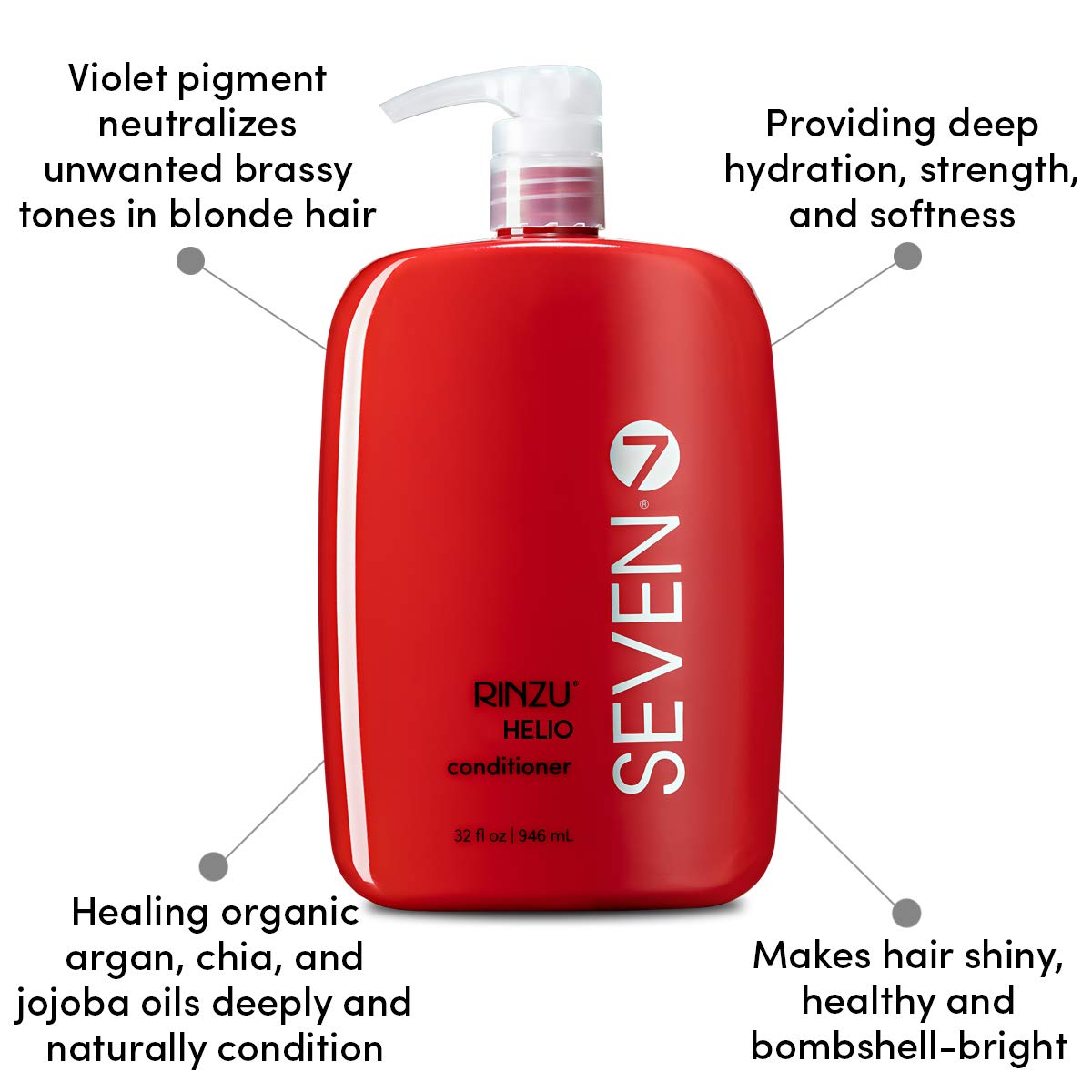 SEVEN Hair Care Rinzu Helio Violet Conditioner for Women & Men with Aragan Oil, Purple Conditioner for Blonde Hair & Brassiness, Sulfate + Paraben Free, Cruelty Free, Made in USA