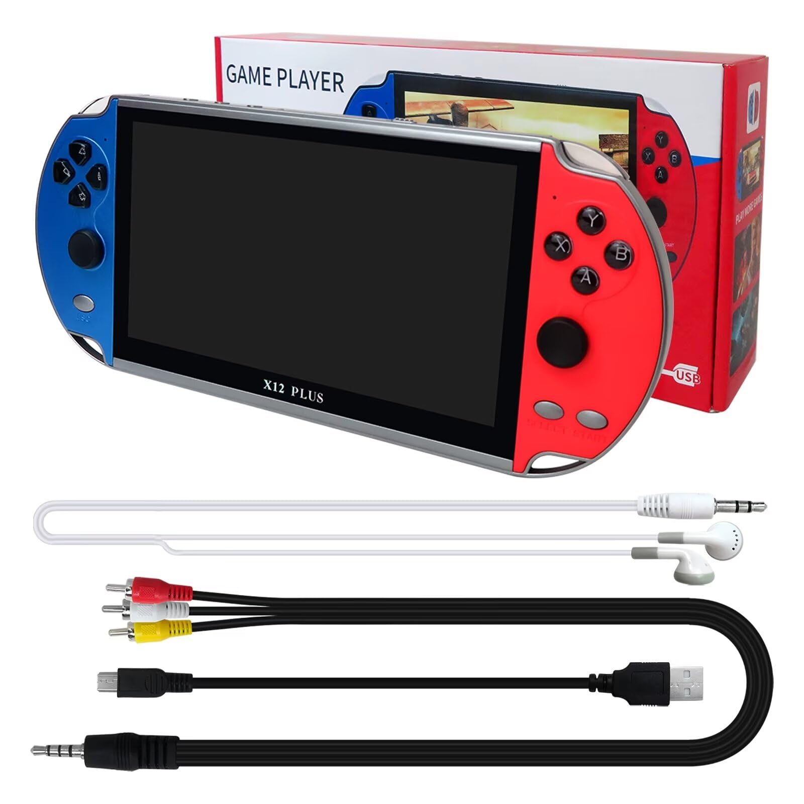 MP5　ポータブルゲーム機 X12 ブラック USBケーブル付き Amazon.com: X12 Plus 7 inch Video Game Console Handheld