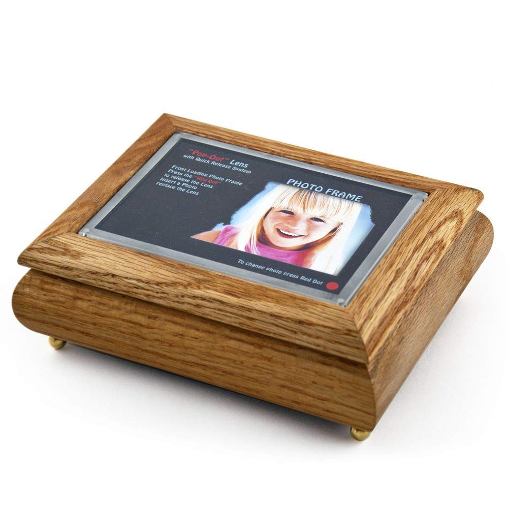 4" X 6" Oak Photo Frame Musical Jewelry Box with New Pop - Out Lens System - Many Songs to Choose - Parade of The Wooden Soldiers