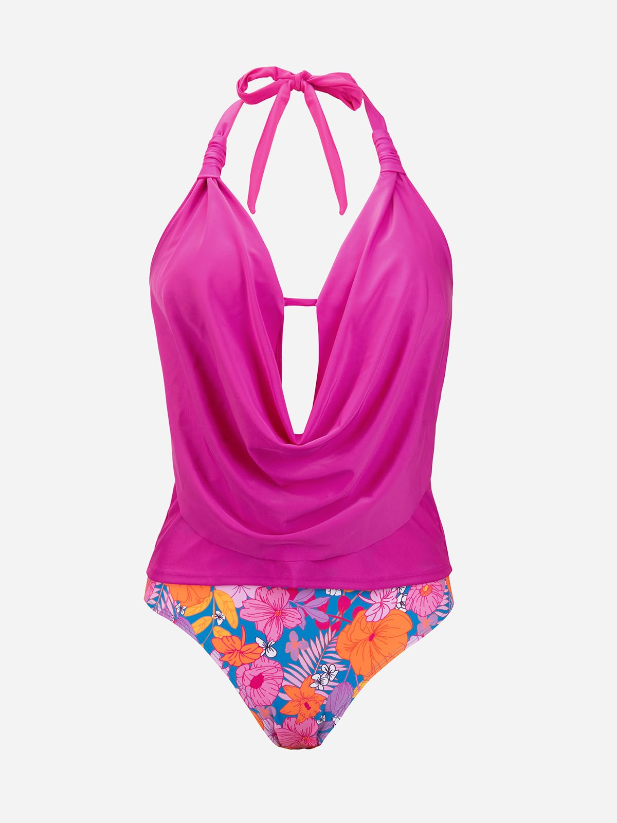 CUPSHE Maillot de bain tankini dos nu pour femme Col bénitier Dos nu