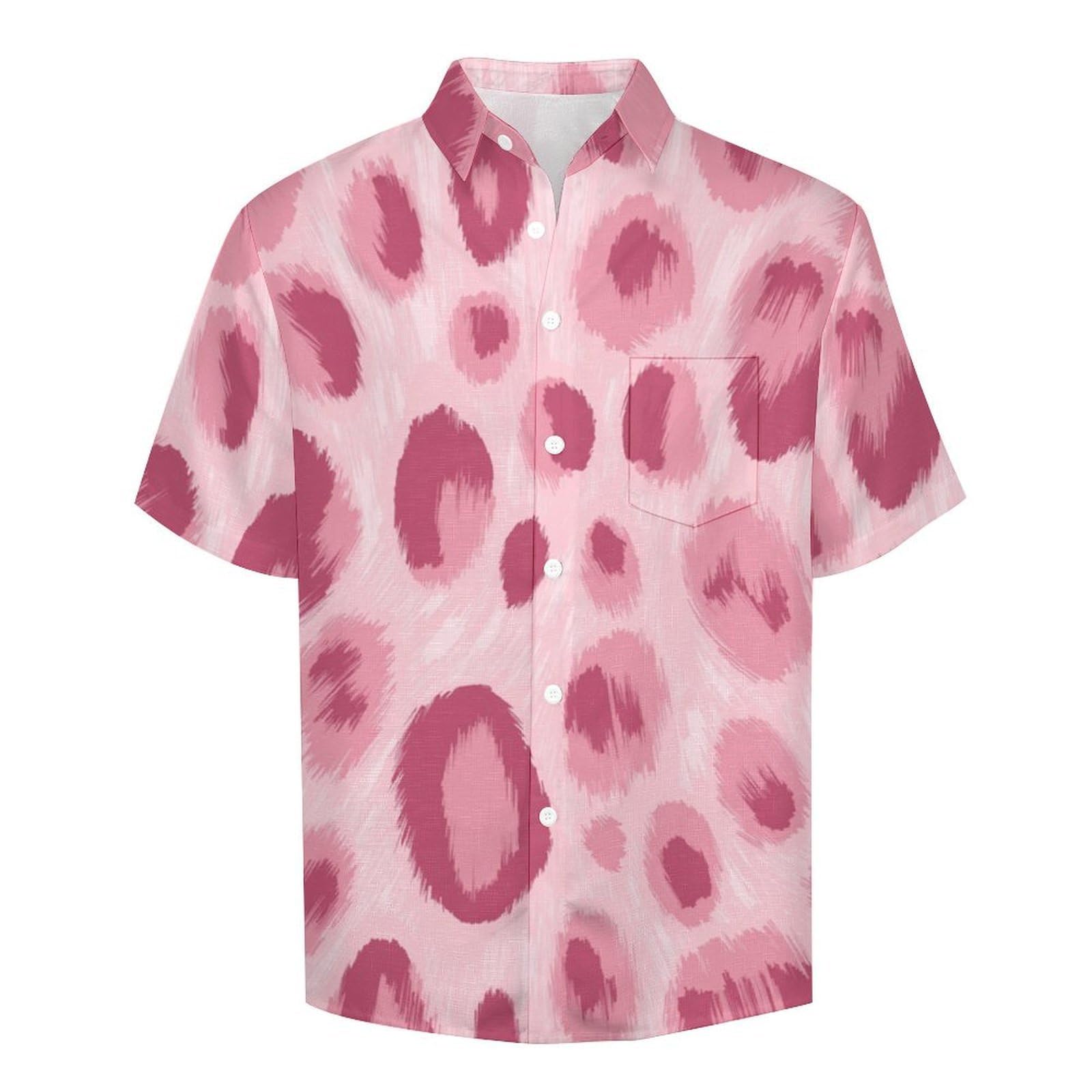 Camicia Casual da Uomo, Stampa Leopardata Astratta Stampa Maglietta Estiva a Maniche Corte Stile Disegno A Mano Casual Button Down Hawaiani Camicie Risvolto Spiaggia Top