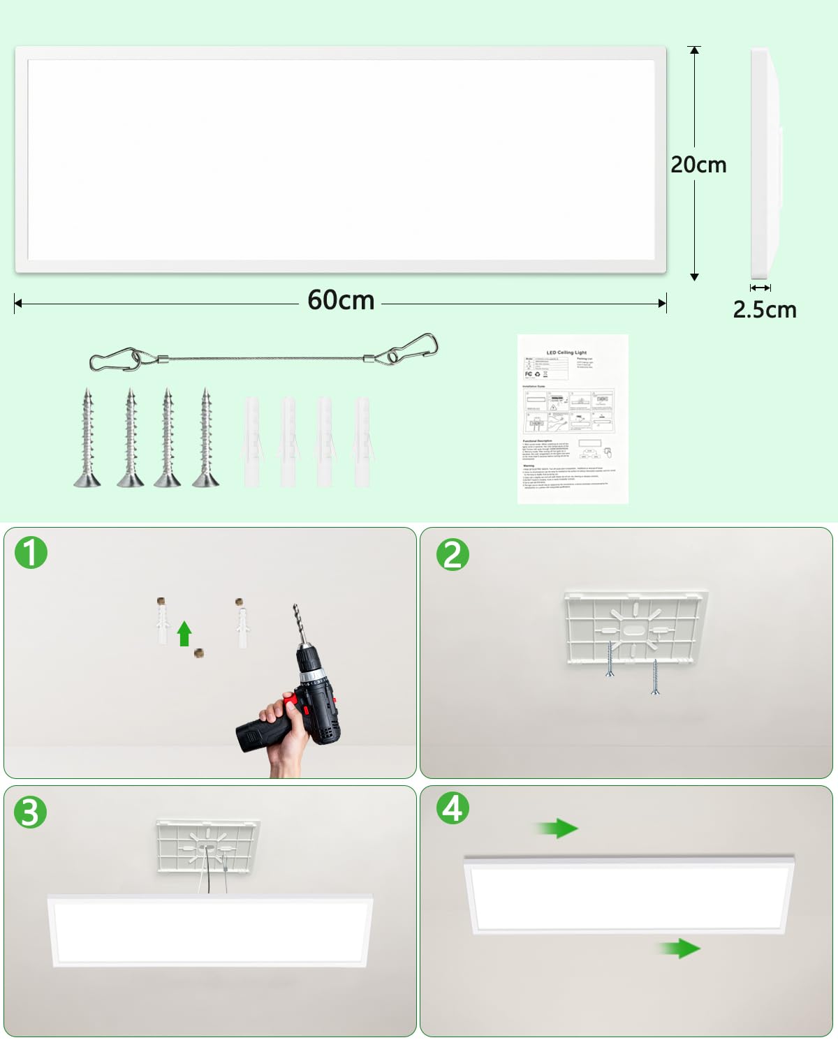 Bowfar Plafoniera Lampada da soffitto a LED, Classe di Efficienza A, 14W 3000LM Lampada da bagno con Telecomando, 3000K-6500K Impermeabile IP54 per Soggiorno Bagno Camera da letto CucinaØ60*20*2.5CM